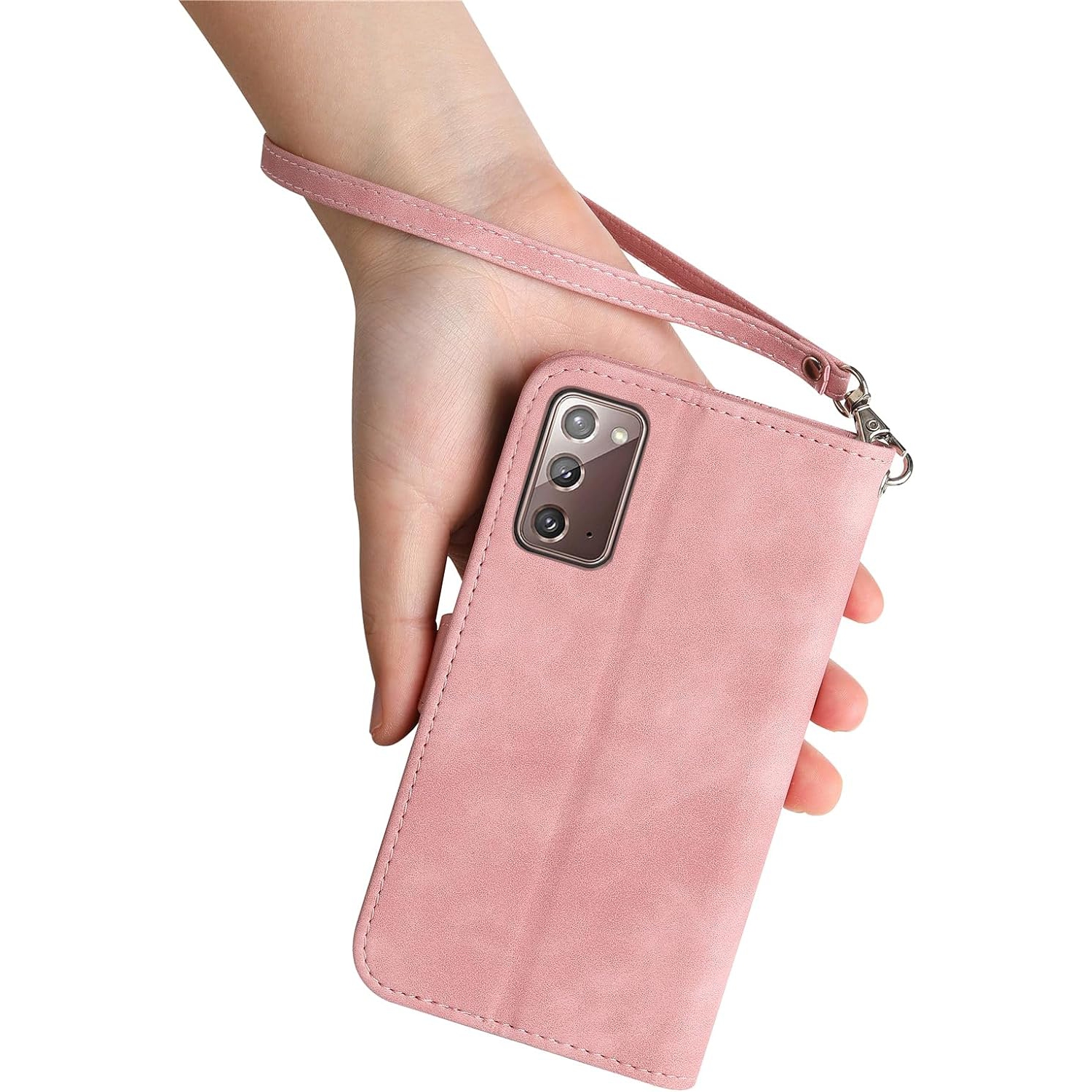 Étui portefeuille Galaxy Note20 de Samsung avec pochette à fermeture à glissière et fente pour carte fermeture magnétique rabat pour rabat