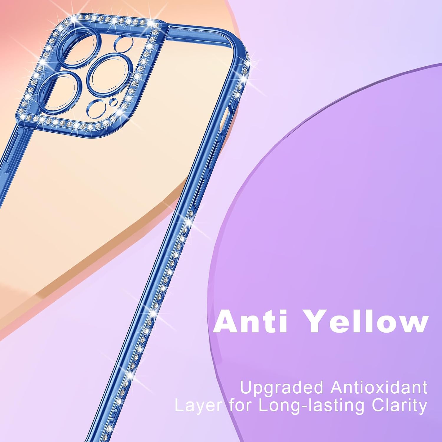 Conçu pour l'étui iPhone 14 plus, l'étui pour téléphone à incrustation diamant et placage de luxe pour femmes filles avec accessoire