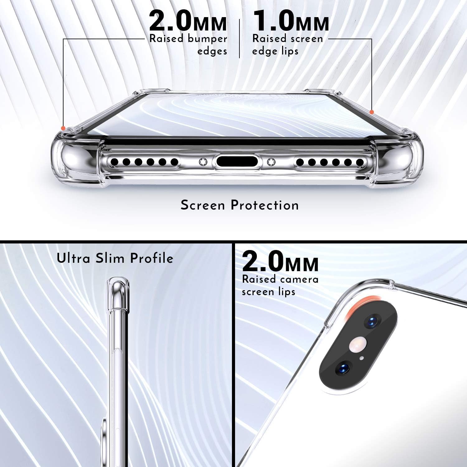 for iPhone X/Xs Phone Case Clear with Ring Kickstand, Protective Shock -Absorbing Bumper Shockproof Phone