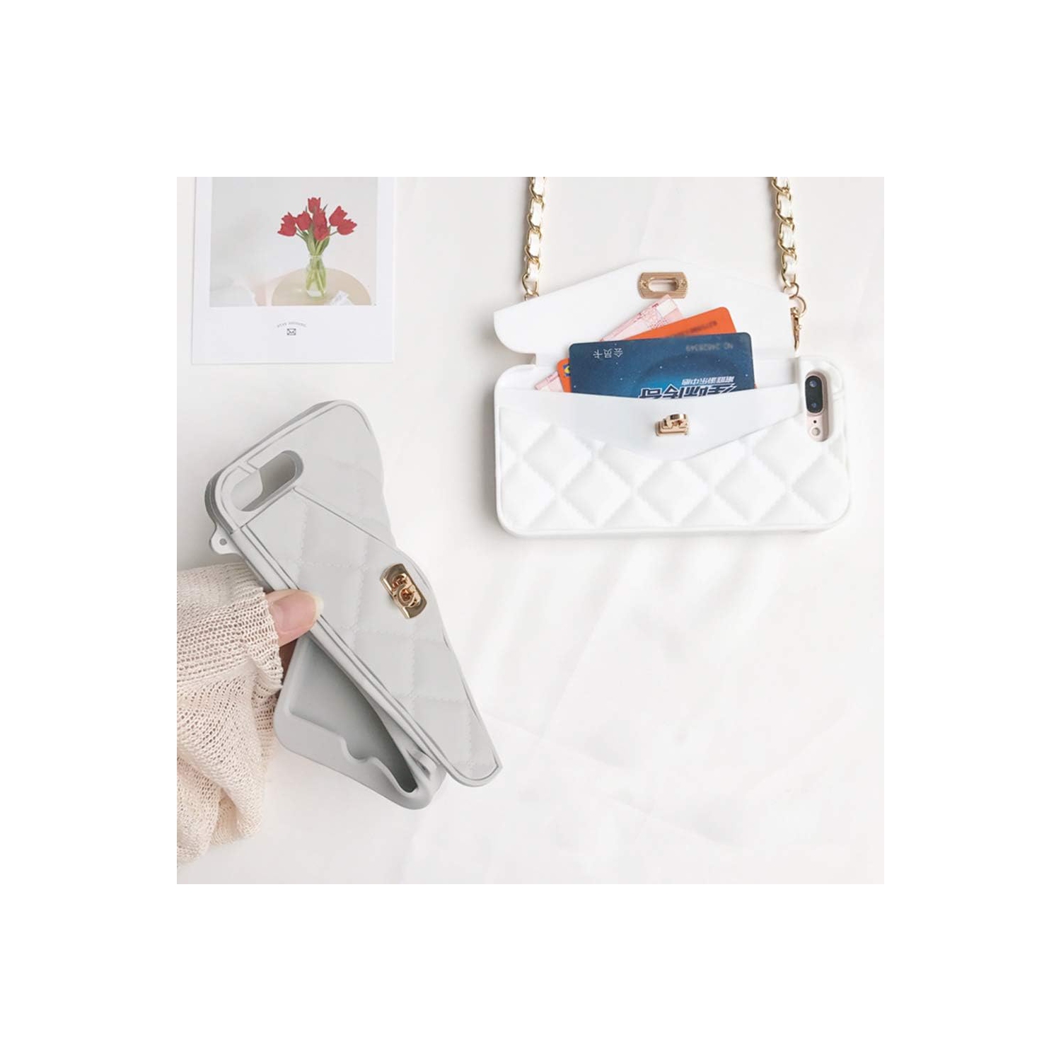 Étui portefeuille compatible avec&nbsp;iPhone 7 plus/iPhone 8 plus, joli sac de luxe, étui de porte-cartes à rabat