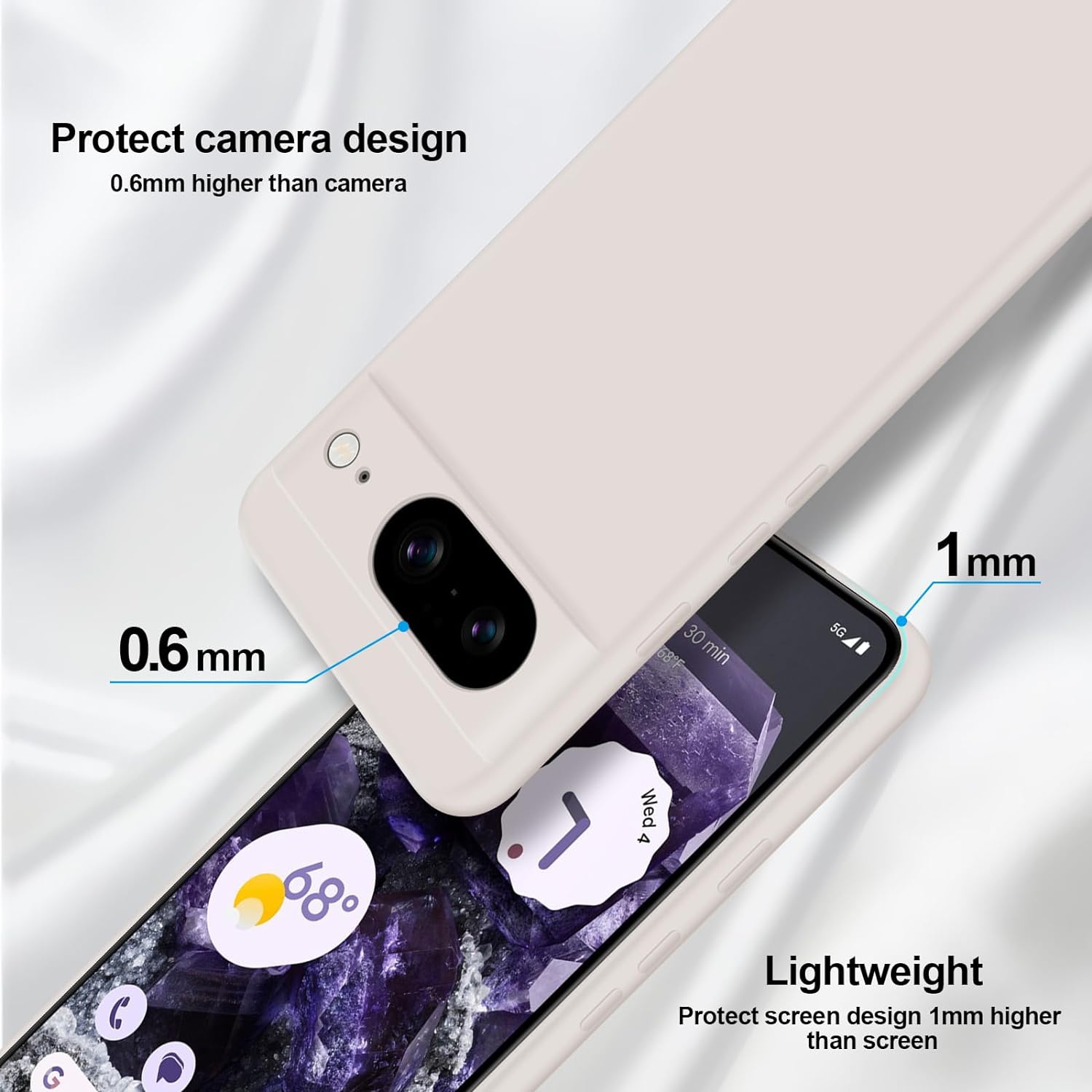 Case Compatible with Google Pixel 8, Silky-Soft Touch Full-Body Protective Phone Silicone Case, Shockproof