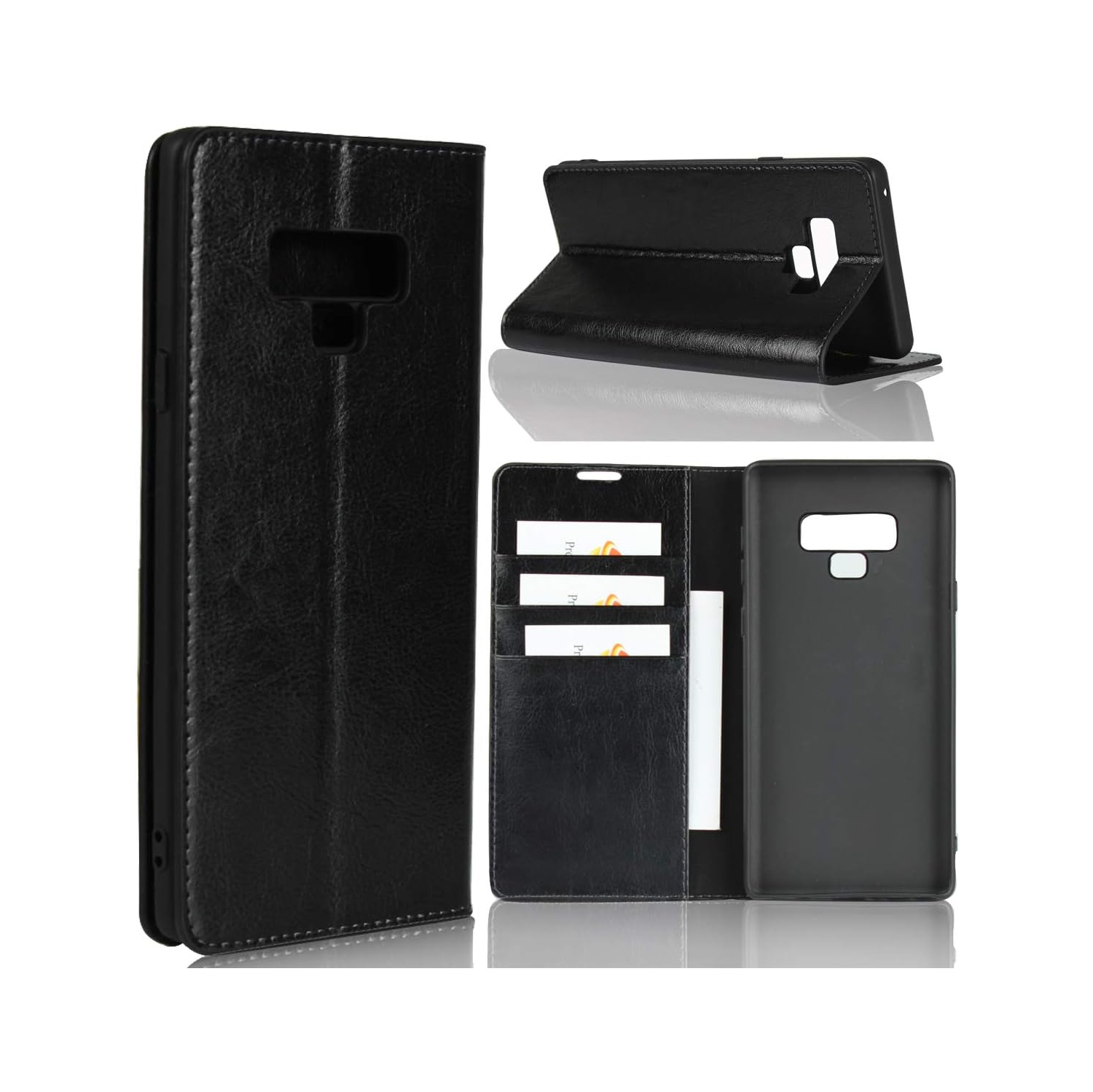 Compatible with Samsung Galaxy Note 9 Case,Genuine Leather Wallet Case [Slim Fit] Folio Book Design