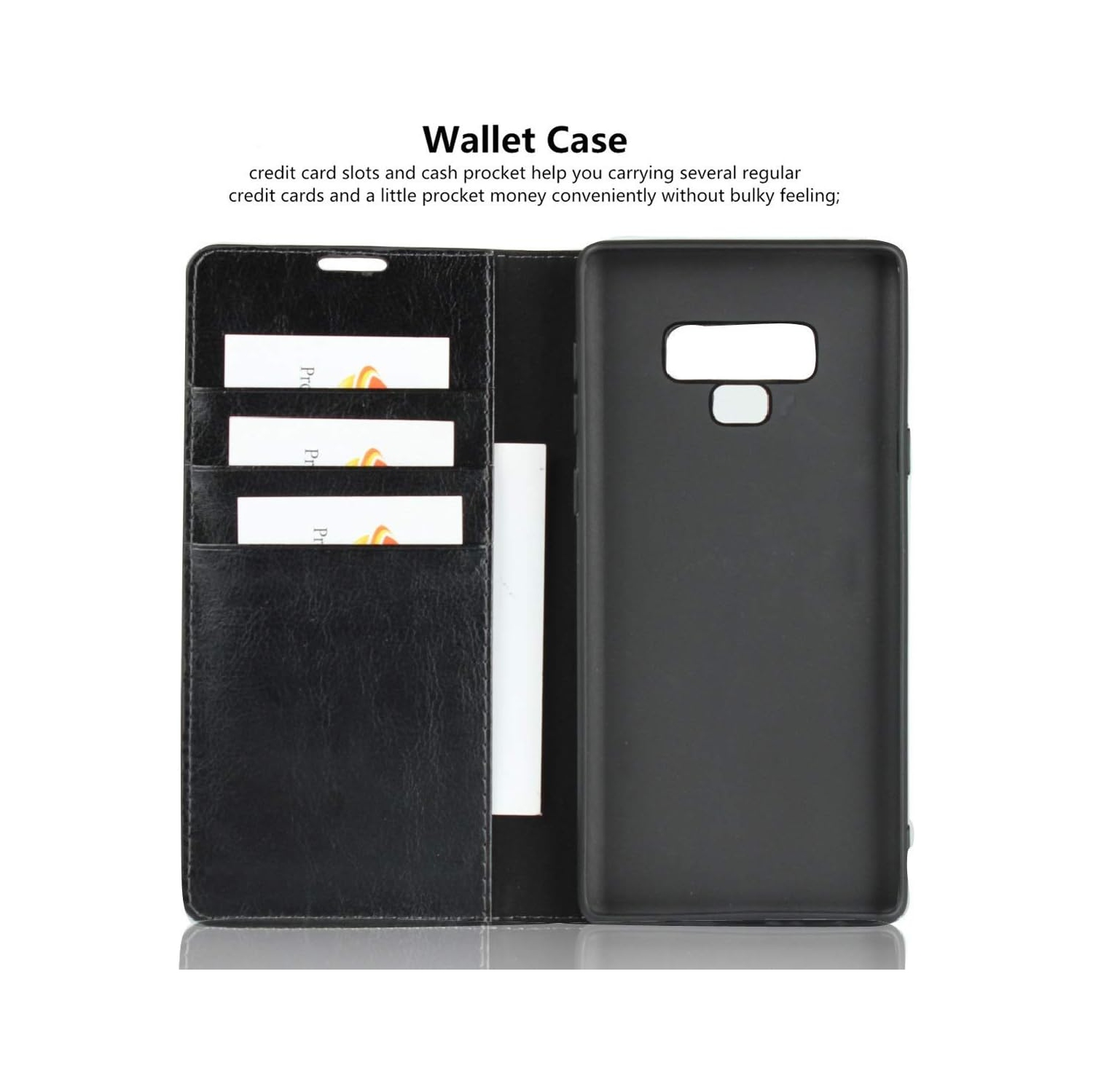 Compatible with Samsung Galaxy Note 9 Case,Genuine Leather Wallet Case [Slim Fit] Folio Book Design