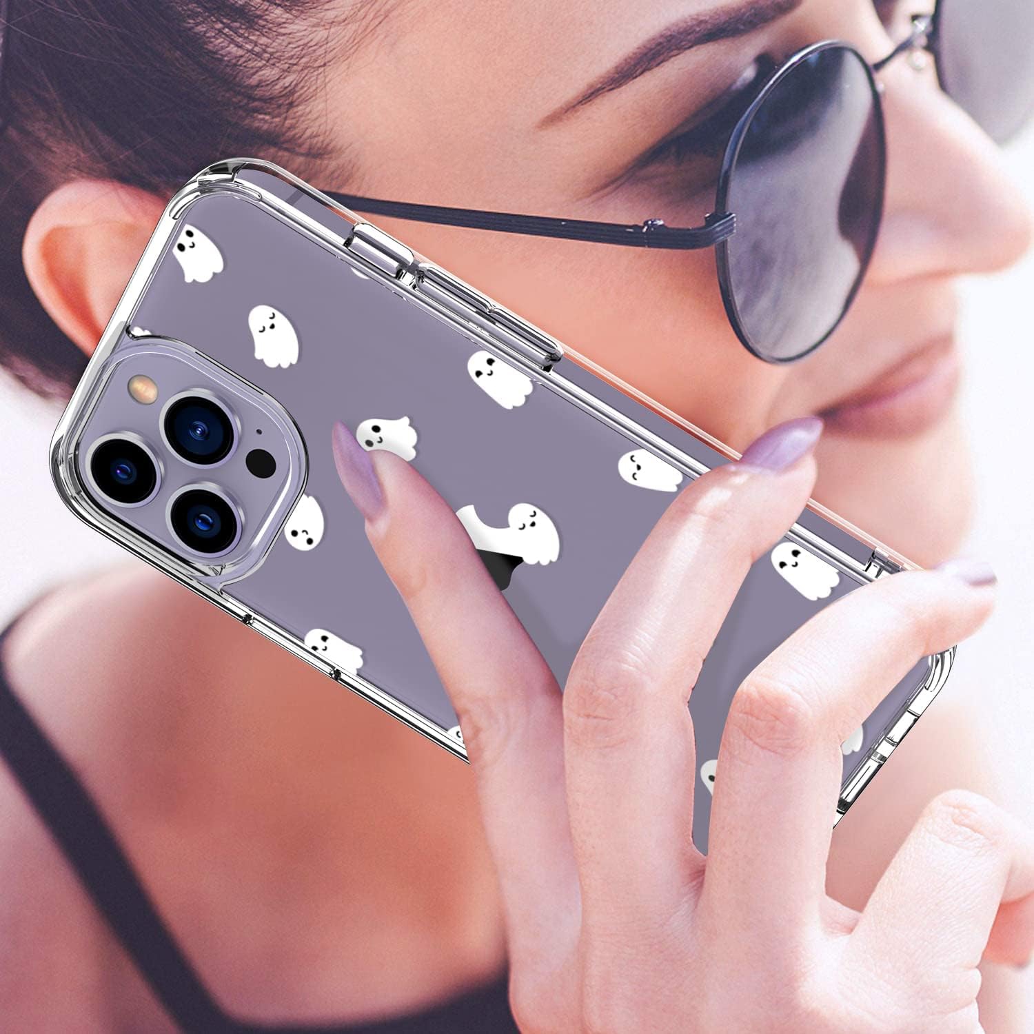 iPhone 14 Pro Max Case with Screen Protector, Clear Cover with Fashion Cute Designs for Women Girls, Slim Fit