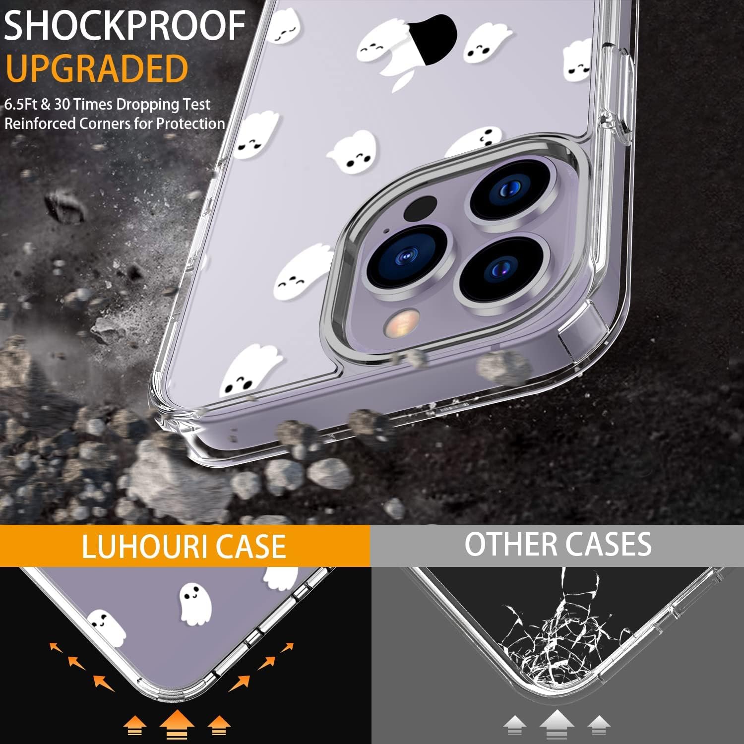 iPhone 14 Pro Max Case with Screen Protector, Clear Cover with Fashion Cute Designs for Women Girls, Slim Fit