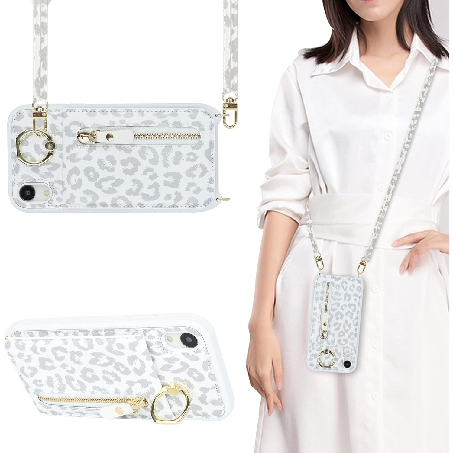 Étui iPhone XR pour femmes avec porte-carte, étui pour iPhone XR avec dragonne, étuis à bandoulière pour iPhone XR