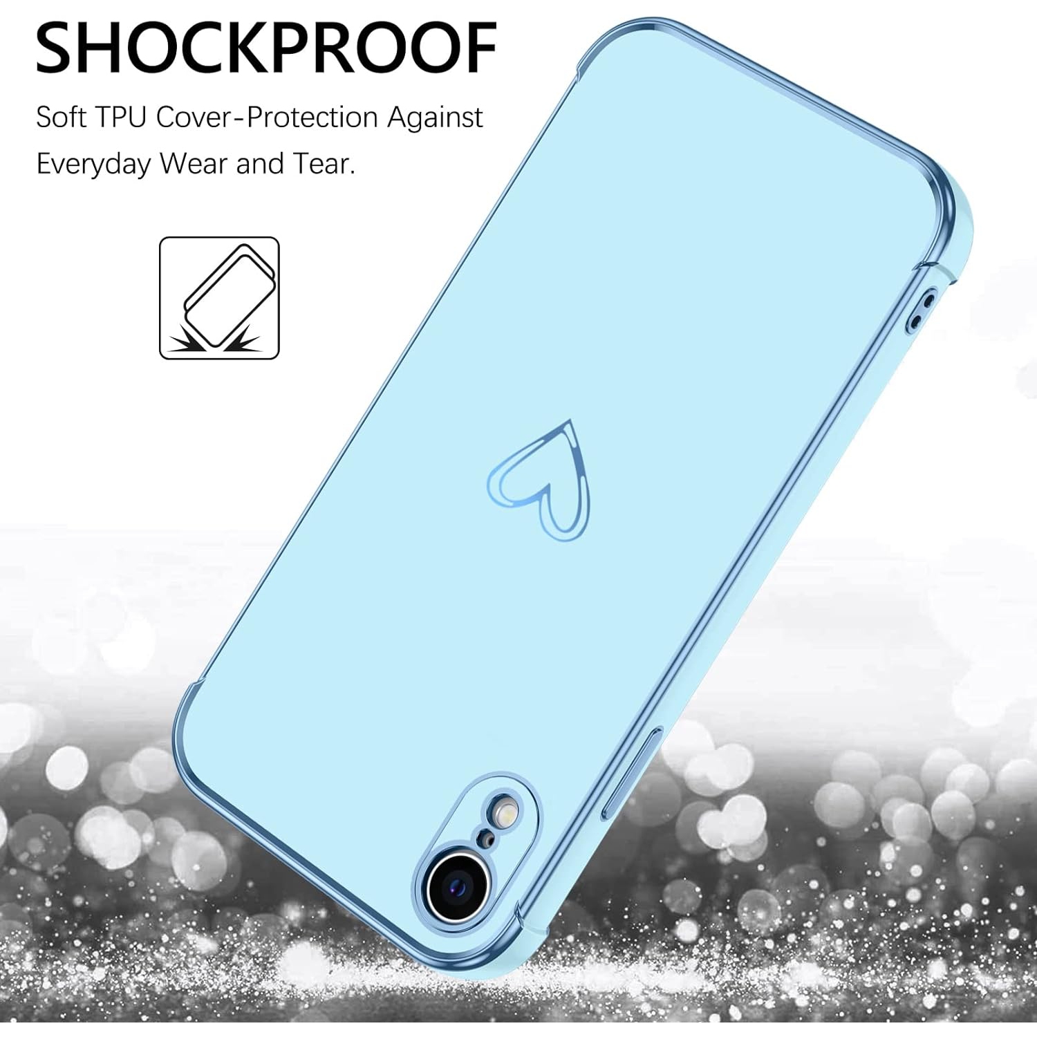 Étui pour iPhone XR, étuis iPhone XR Cute Heart Pattern Soft TPU revêtement pour femme fille avec appareil photo