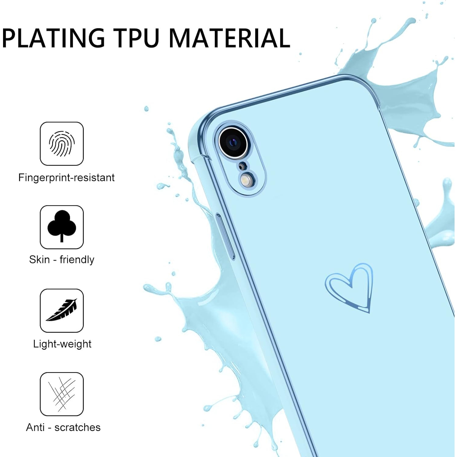 Étui pour iPhone XR, étuis iPhone XR Cute Heart Pattern Soft TPU revêtement pour femme fille avec appareil photo