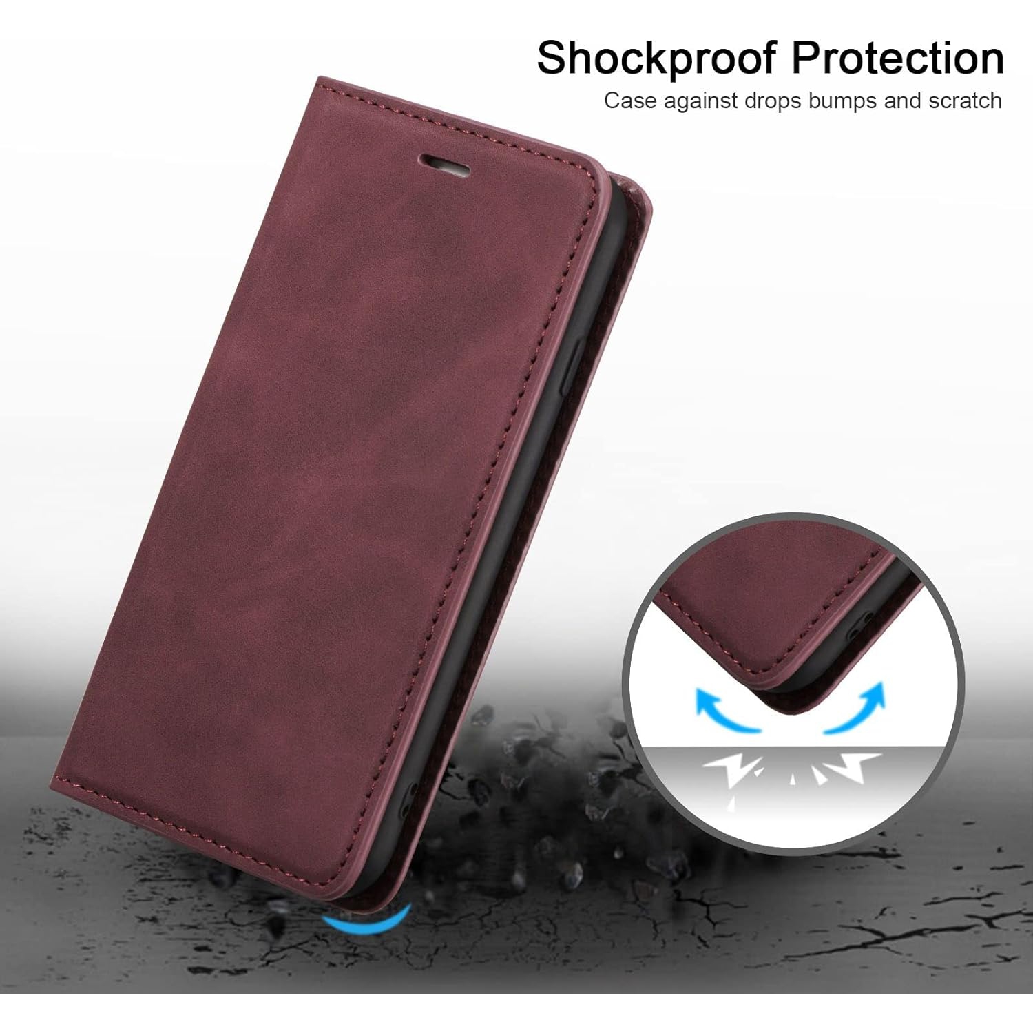 Premium PU Leather Flip Folio Case for Samsung Galaxy S8, Protective Cover with Kickstand Card Slot Magnetic