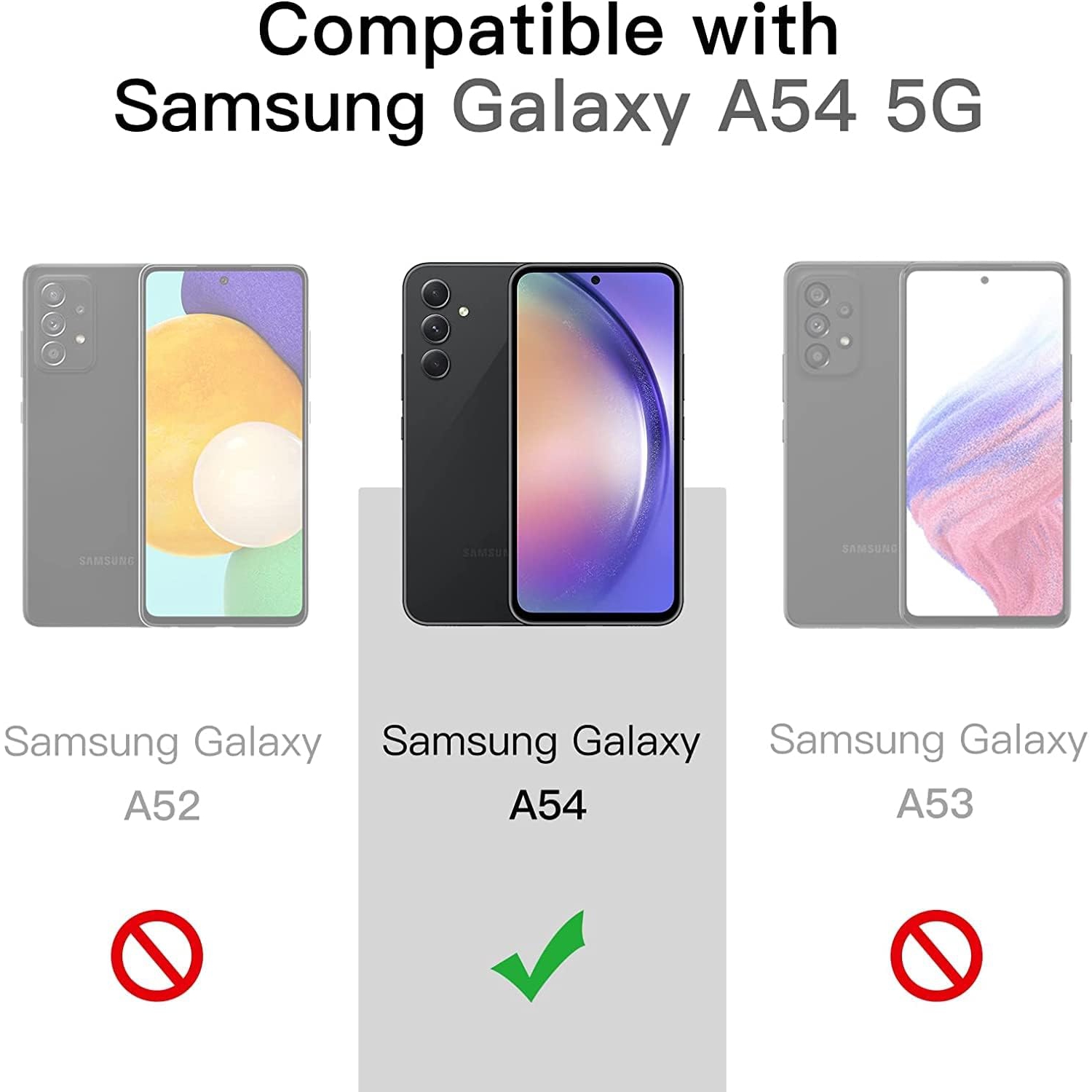 Étui pour Galaxy A54 et 2 de Samsung protecteur d'écran en verre, étui antichoc pour femmes Galaxy A54 5G