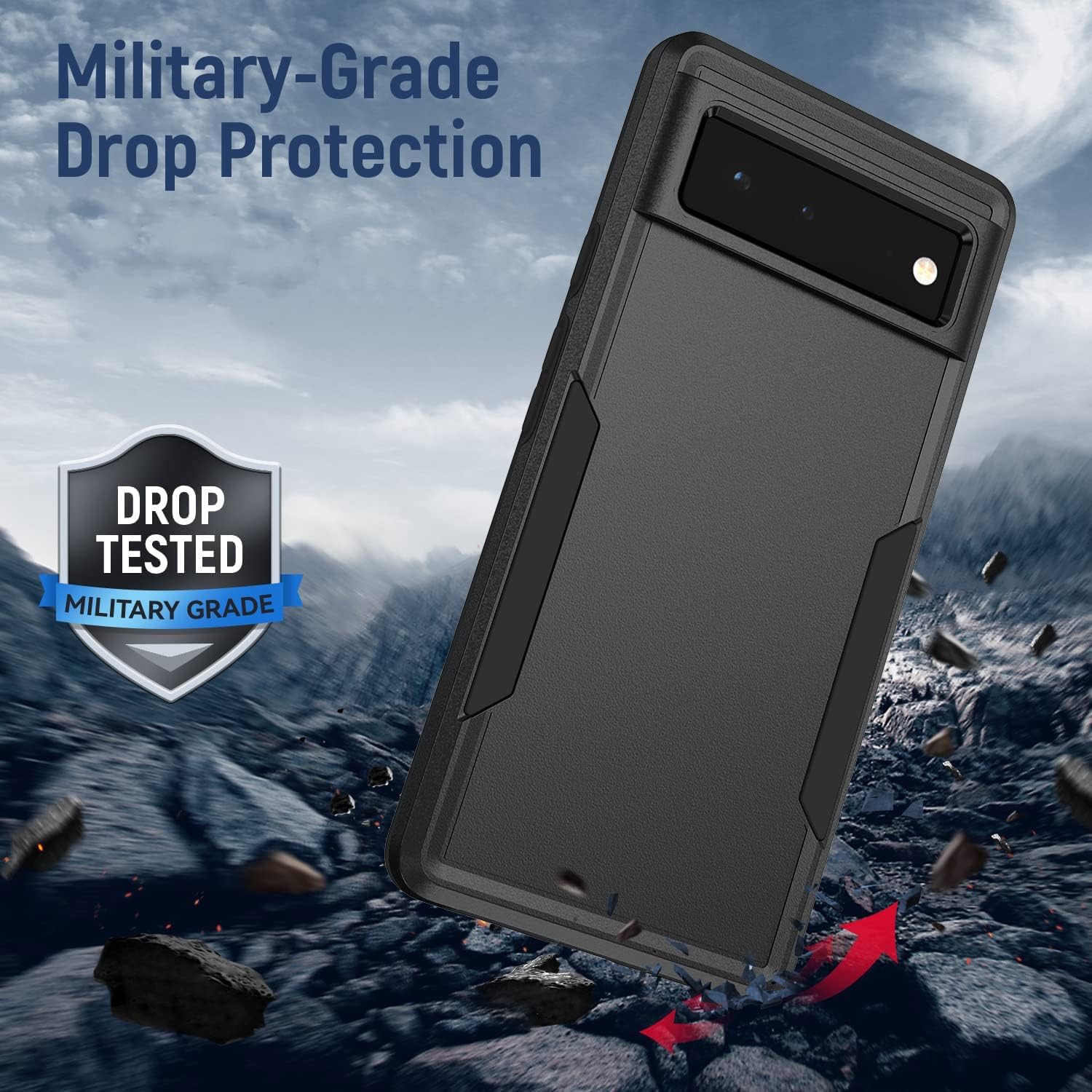 [Defender] Case for Google Pixel 6, Durable Hard [Shockproof] Heavy Duty Bumper Cover