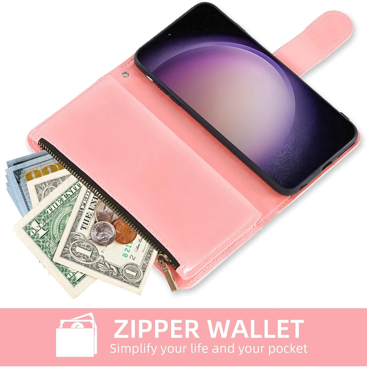 Étui pour téléphone Galaxy S23 plus S23+ 5G de Samsung avec protecteur d'écran en verre trempé et fleur