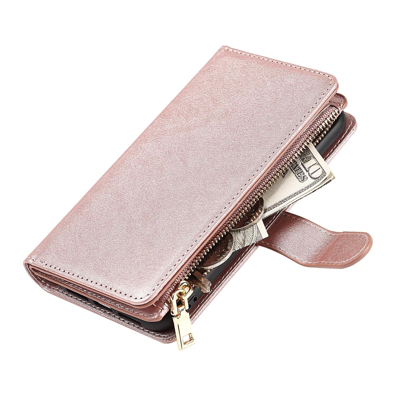 Wallet Case Compatible with iPhone XR Case,[9 Card Slots] [Wrist Strap] [Stand Feature] Zipper Cash Pocket
