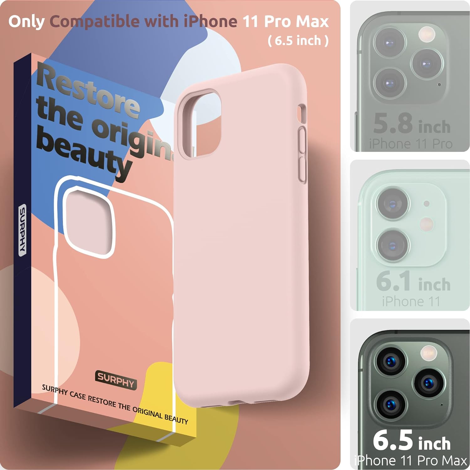 Silicone Case for iPhone 11 Pro Max Case, Liquid Silicone Protective Phone Case Cover (Full Body, Soft Case