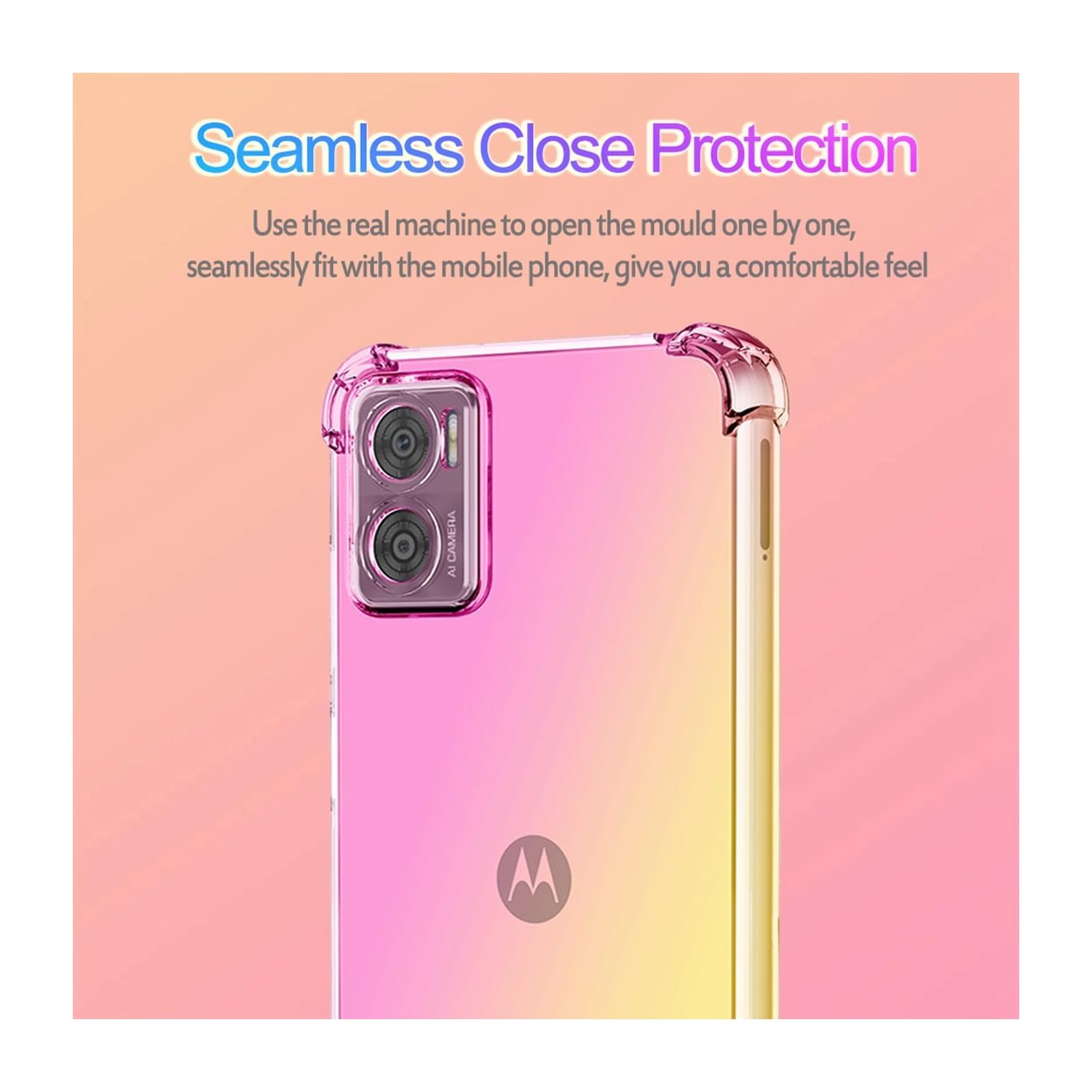 for Motorola E22 Case, Moto E22i Case, Clear Cute Gradient Phone Case Slim Anti Scratch Flexible TPU Cover