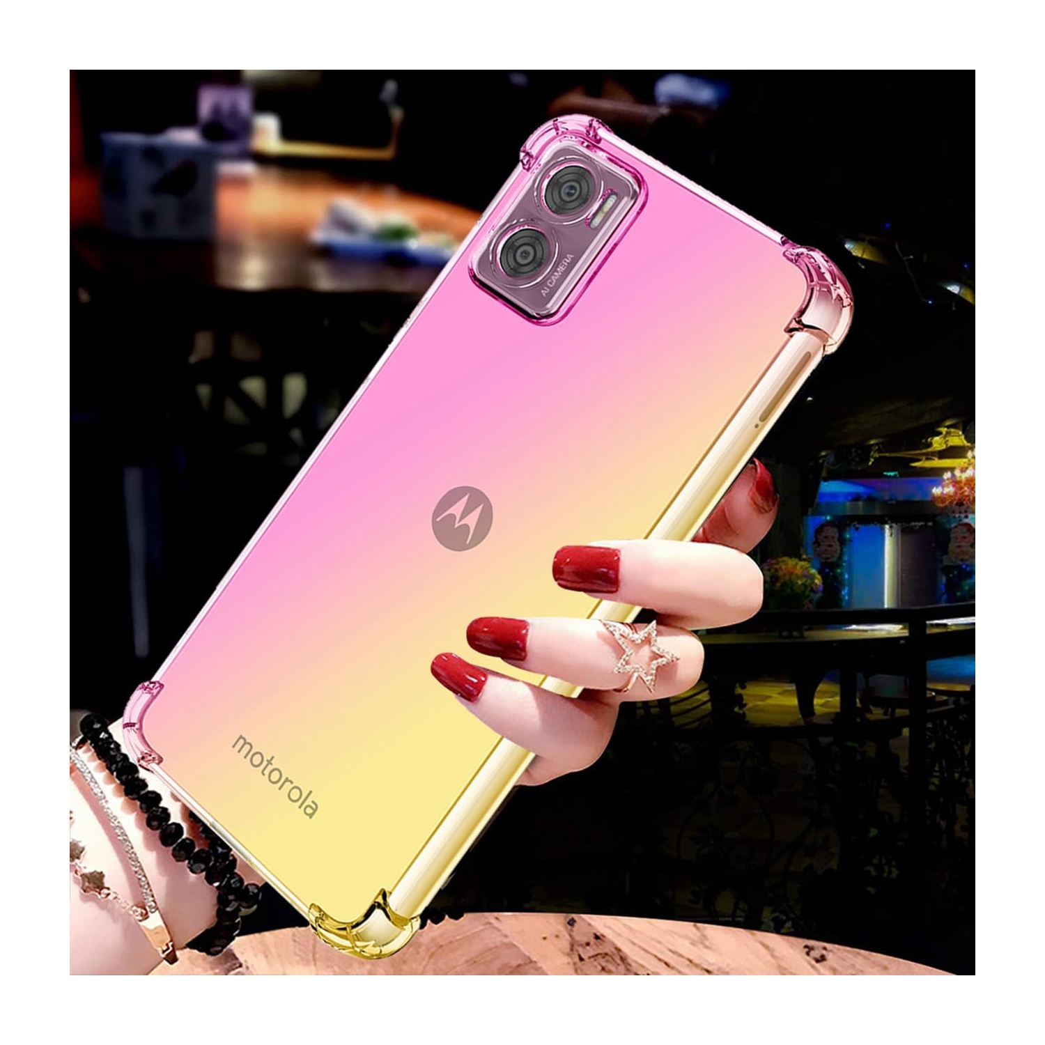 for Motorola E22 Case, Moto E22i Case, Clear Cute Gradient Phone Case Slim Anti Scratch Flexible TPU Cover