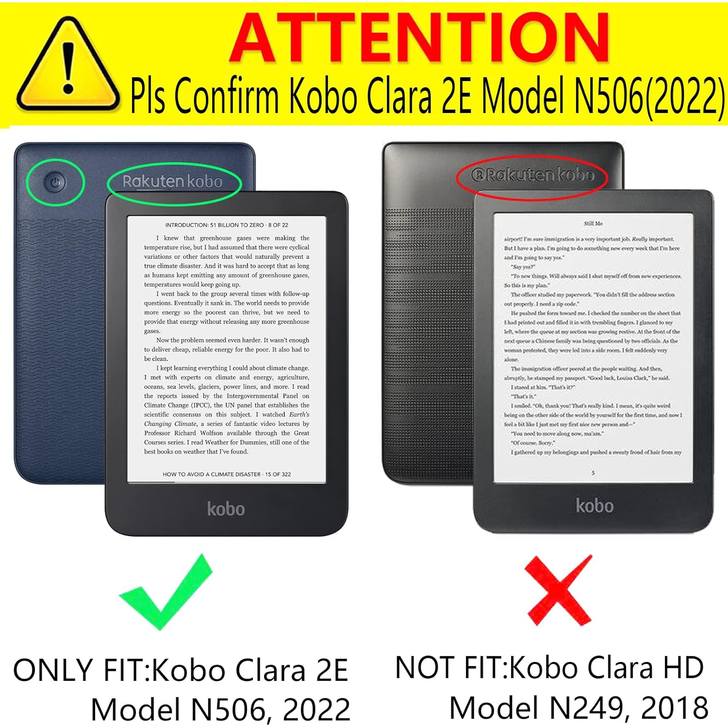 Case for Kobo Clara 2E 6" 2022 Release, Hands-Free Stand Lightweight Folio Premium PU Leather Protective Cover