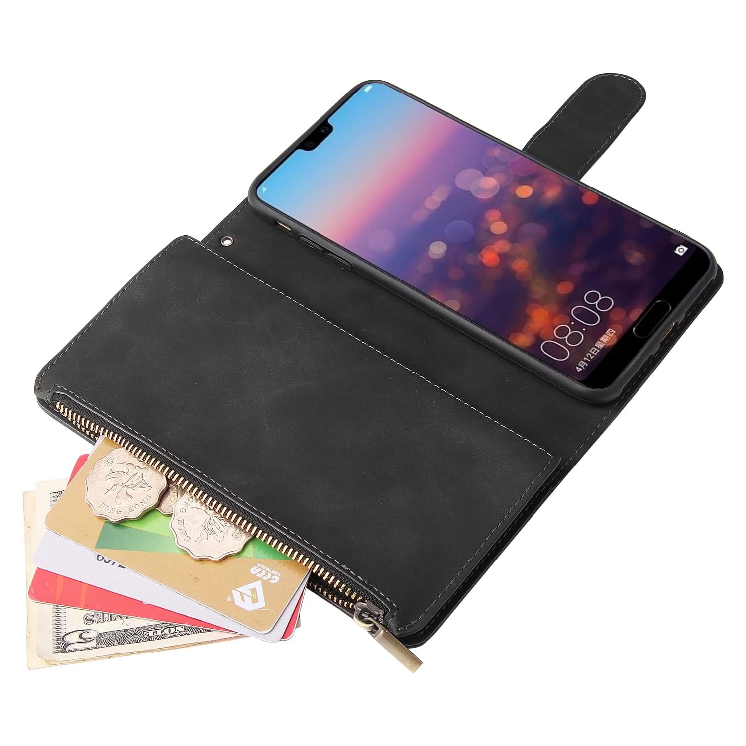 Compatible avec le protecteur d'écran en verre trempé et le porte-carte en cuir Flip Cover pour P20 de Huawei