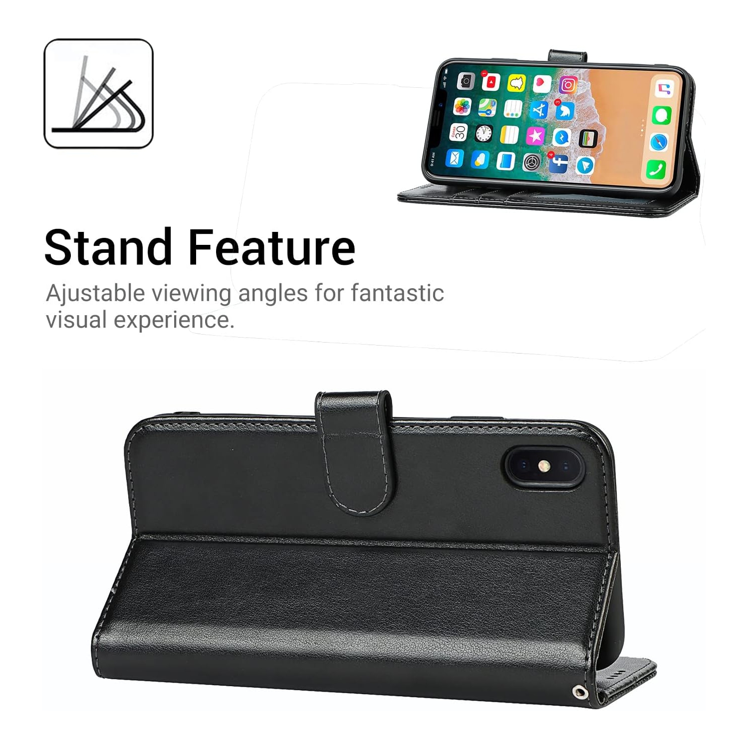iPhone X Wallet Case,iPhone Xs Wallet Case,Premium Leather Card Holder Card Slot Magnetic Closure Flip