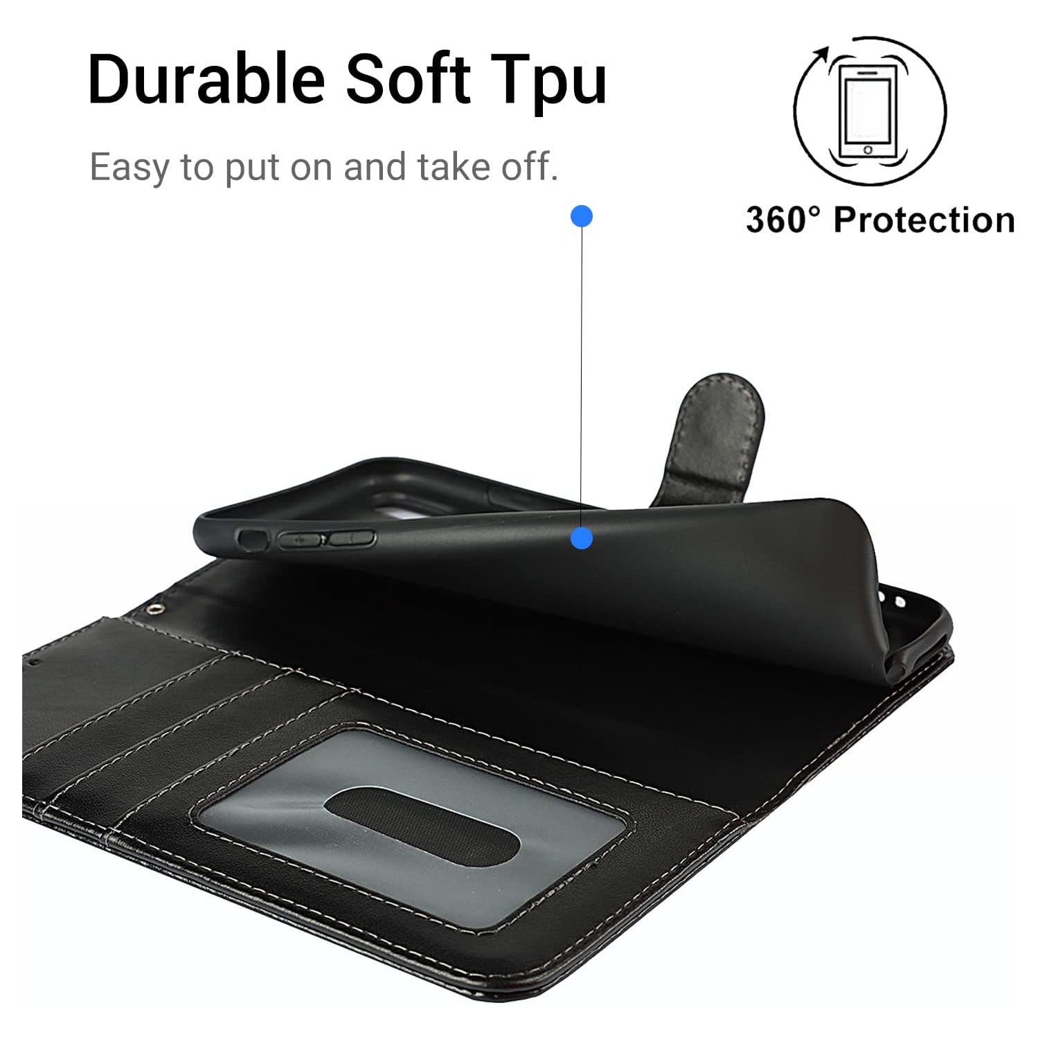 iPhone X Wallet Case,iPhone Xs Wallet Case,Premium Leather Card Holder Card Slot Magnetic Closure Flip