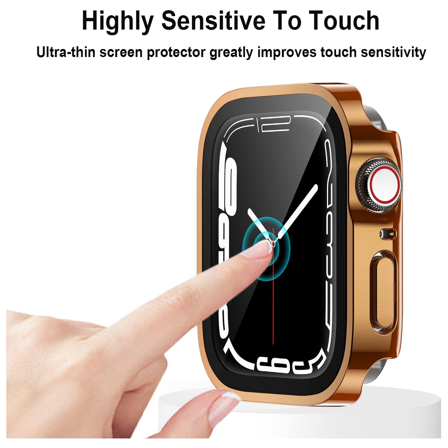 Paquet de 2 étuis compatibles avec les étuis pour Apple Watch série 45&nbsp;mm 8 série 7 avec protecteur d'écran en verre trempé, minces