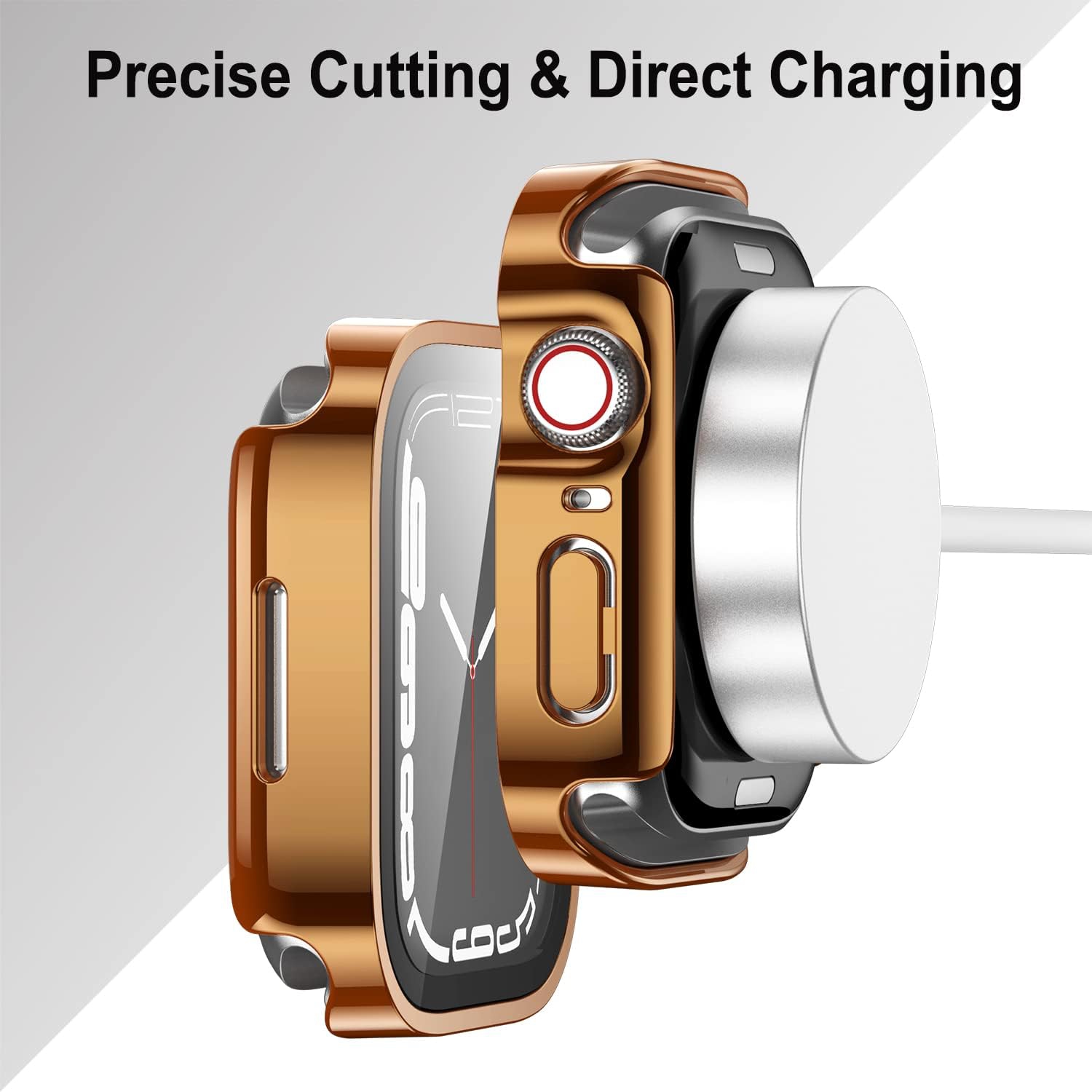 Paquet de 2 étuis compatibles avec les étuis pour Apple Watch série 45&nbsp;mm 8 série 7 avec protecteur d'écran en verre trempé, minces