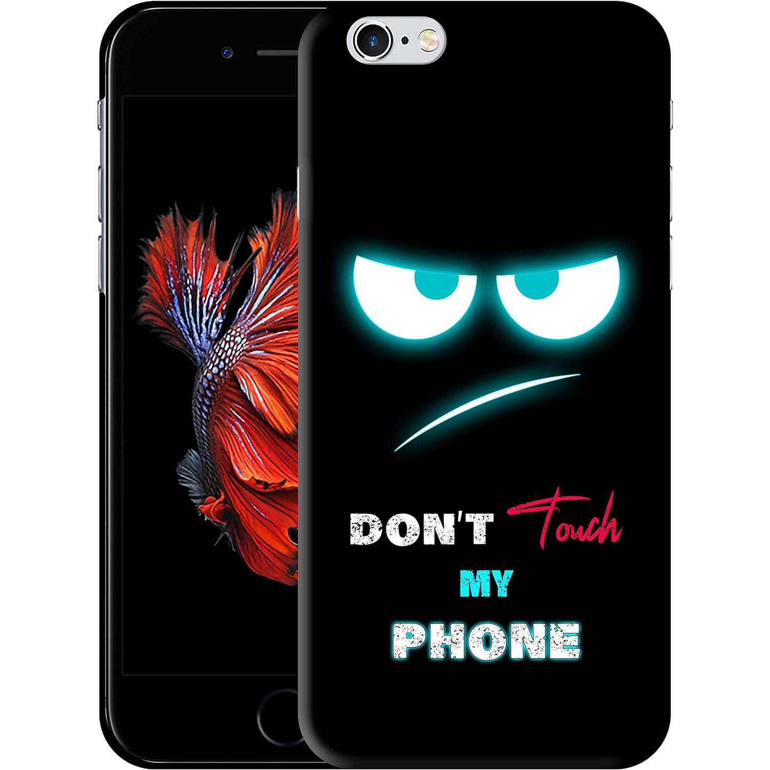 - iPhone 6 Case, iPhone 6S Case - Don't Touch My Phone Teal Eyes Design Printed Slim, Sleek & Cute Plastic Hard