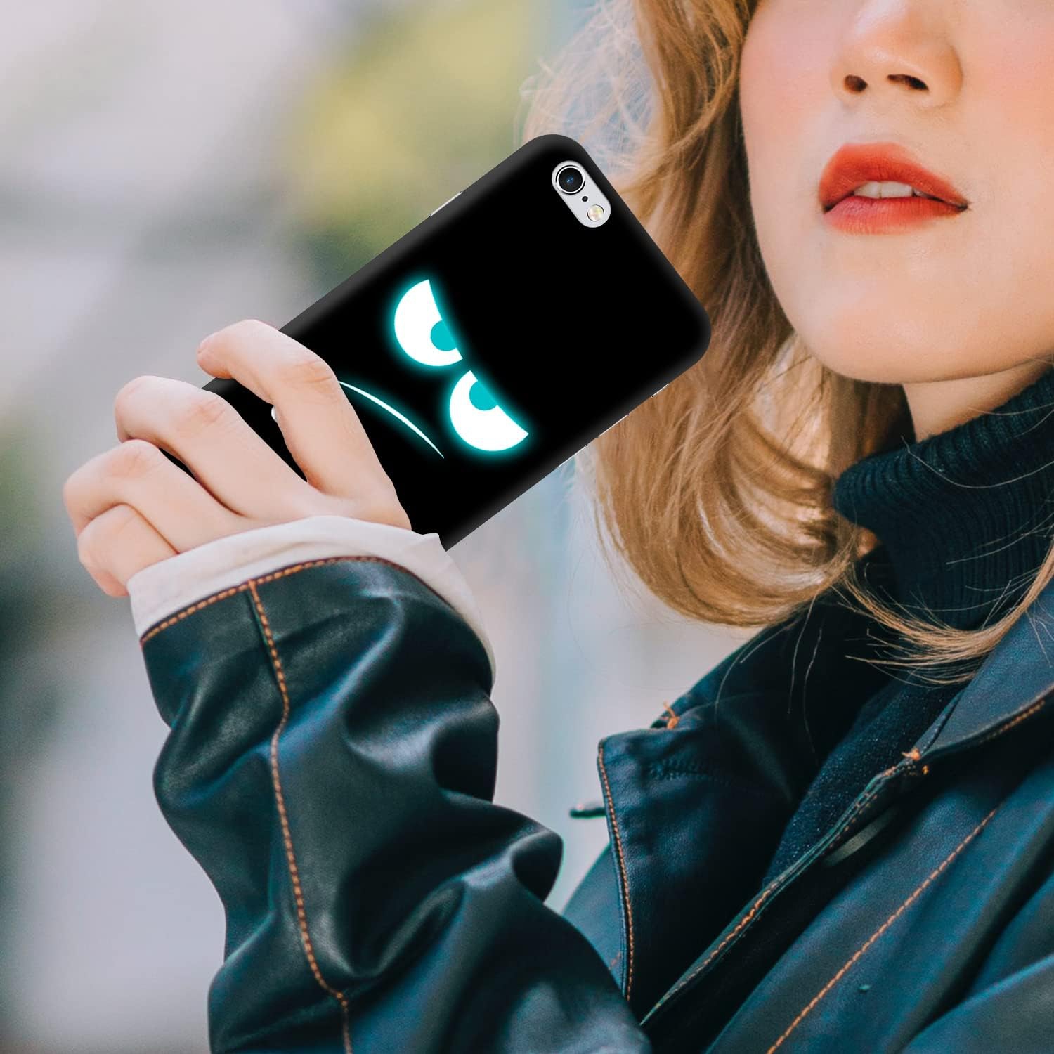 - iPhone 6 Case, iPhone 6S Case - Don't Touch My Phone Teal Eyes Design Printed Slim, Sleek & Cute Plastic Hard