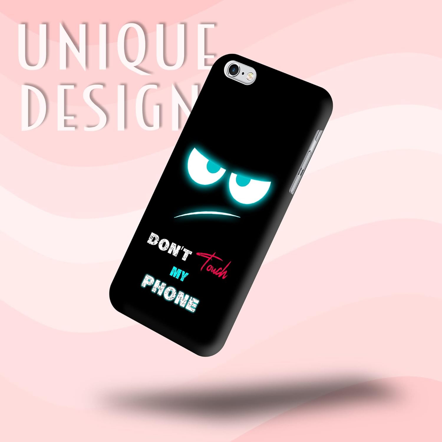 - iPhone 6 Case, iPhone 6S Case - Don't Touch My Phone Teal Eyes Design Printed Slim, Sleek & Cute Plastic Hard