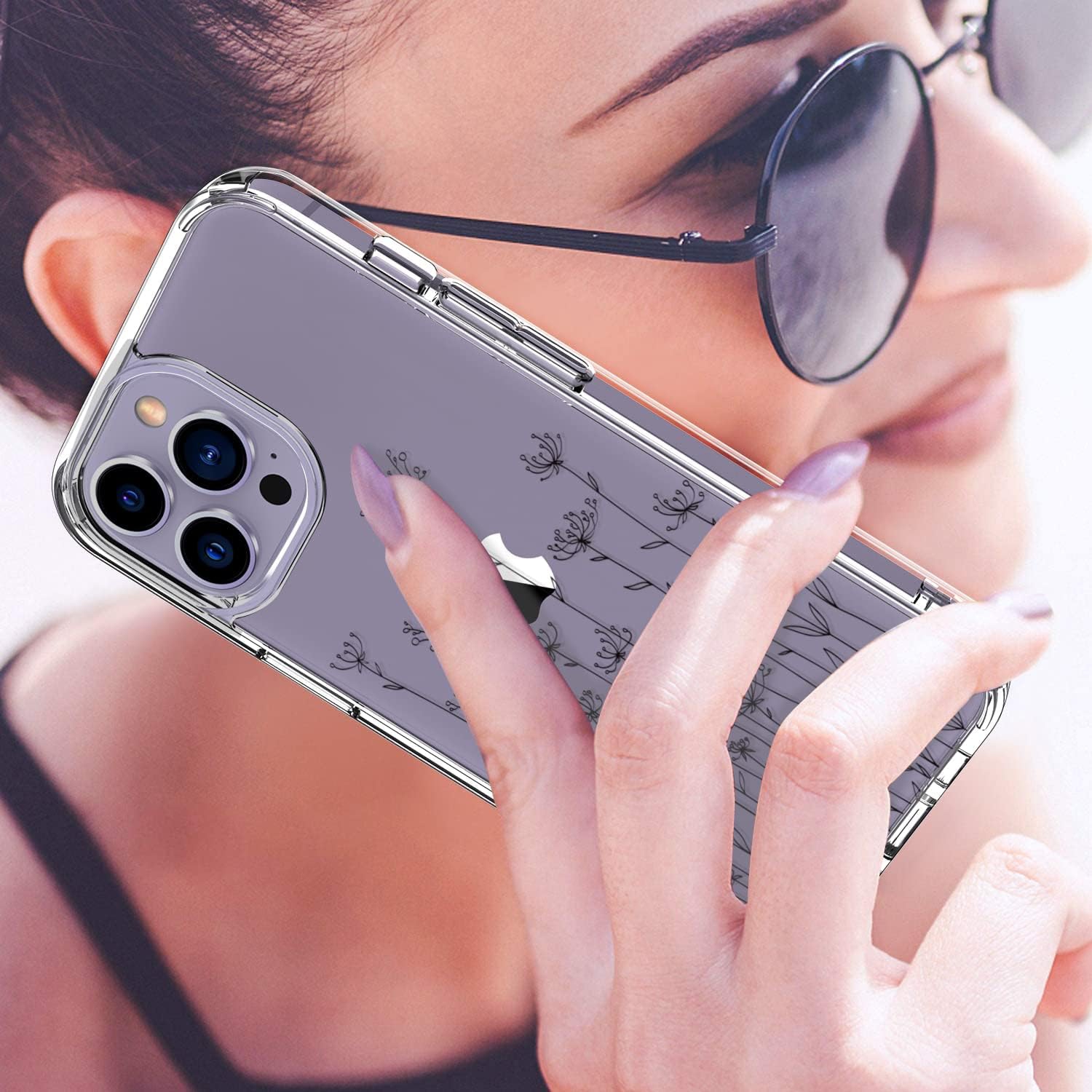 iPhone 14 Pro Case with Screen Protector,Clear Cover with Fashion Cute Designs for Women Girls,Slim Fit Durable