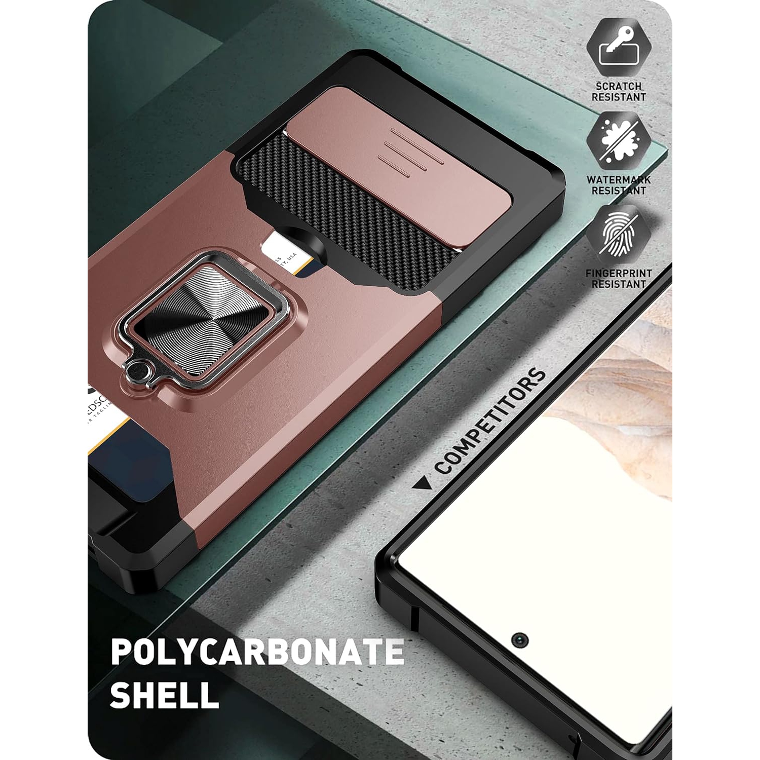 Compatible with Google Pixel 6 Pro 2021 Case with Camera Cover & Kickstand, Slide Lens Cover + Built-in 360°