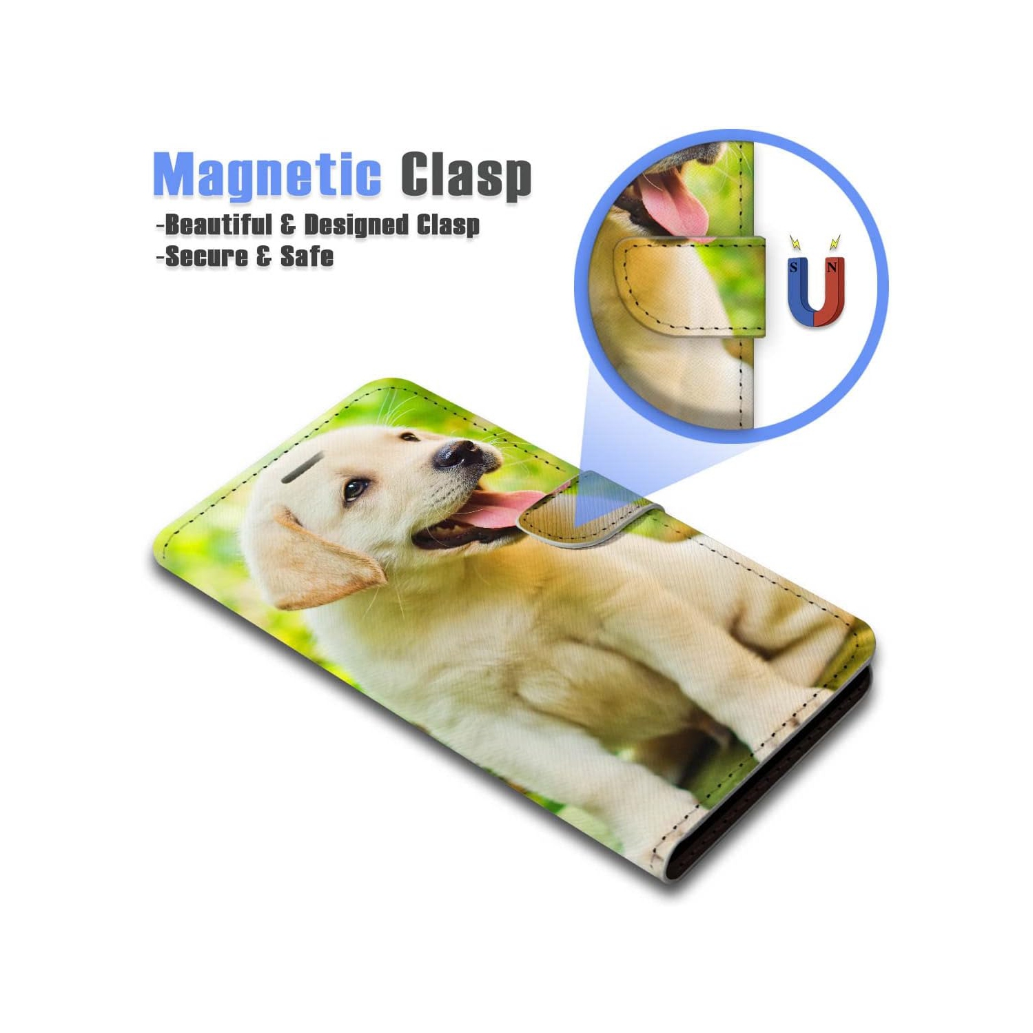 for iPhone 11, Art Designed Flip Wallet Style Phone Case Cover Cat Dog Puppy Kitten Full Body Protection AD005