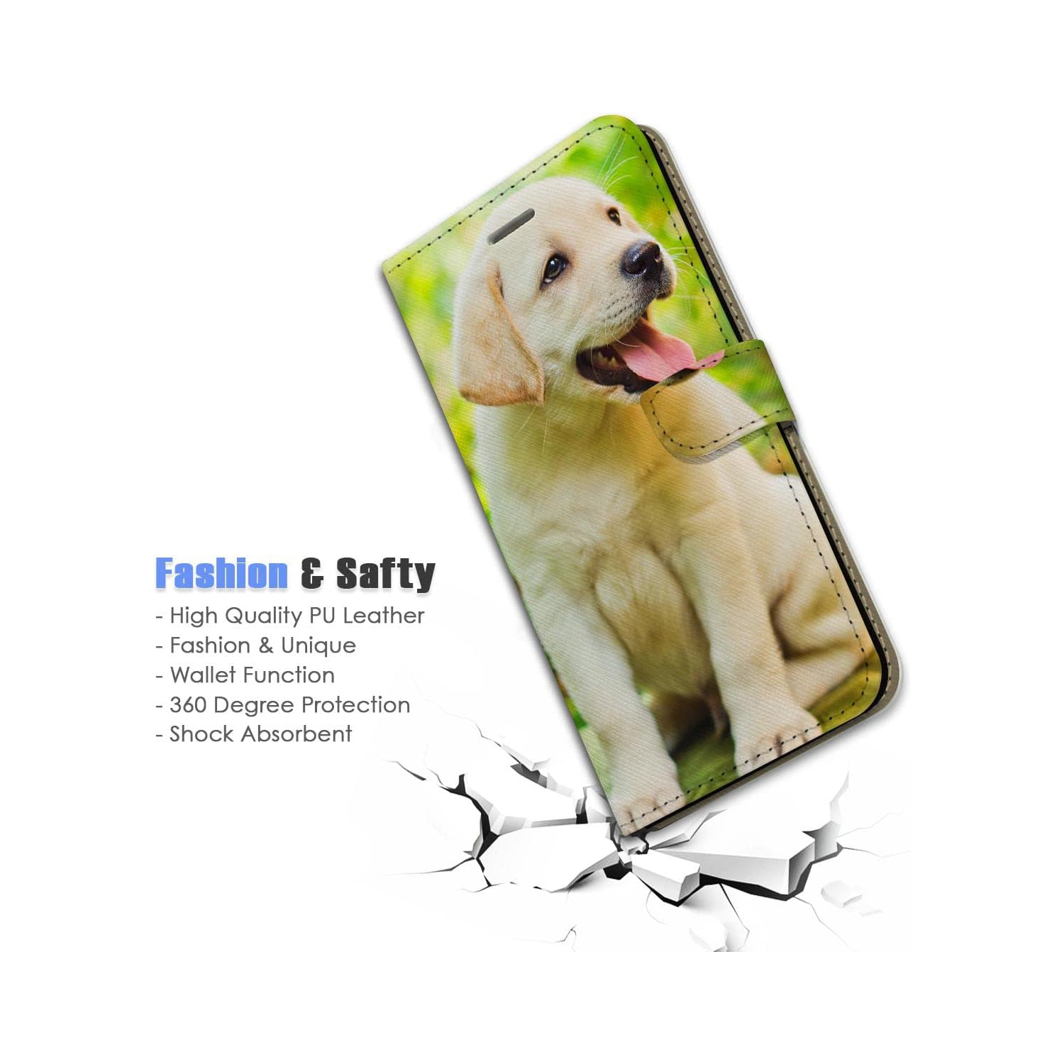 for iPhone 11, Art Designed Flip Wallet Style Phone Case Cover Cat Dog Puppy Kitten Full Body Protection AD005