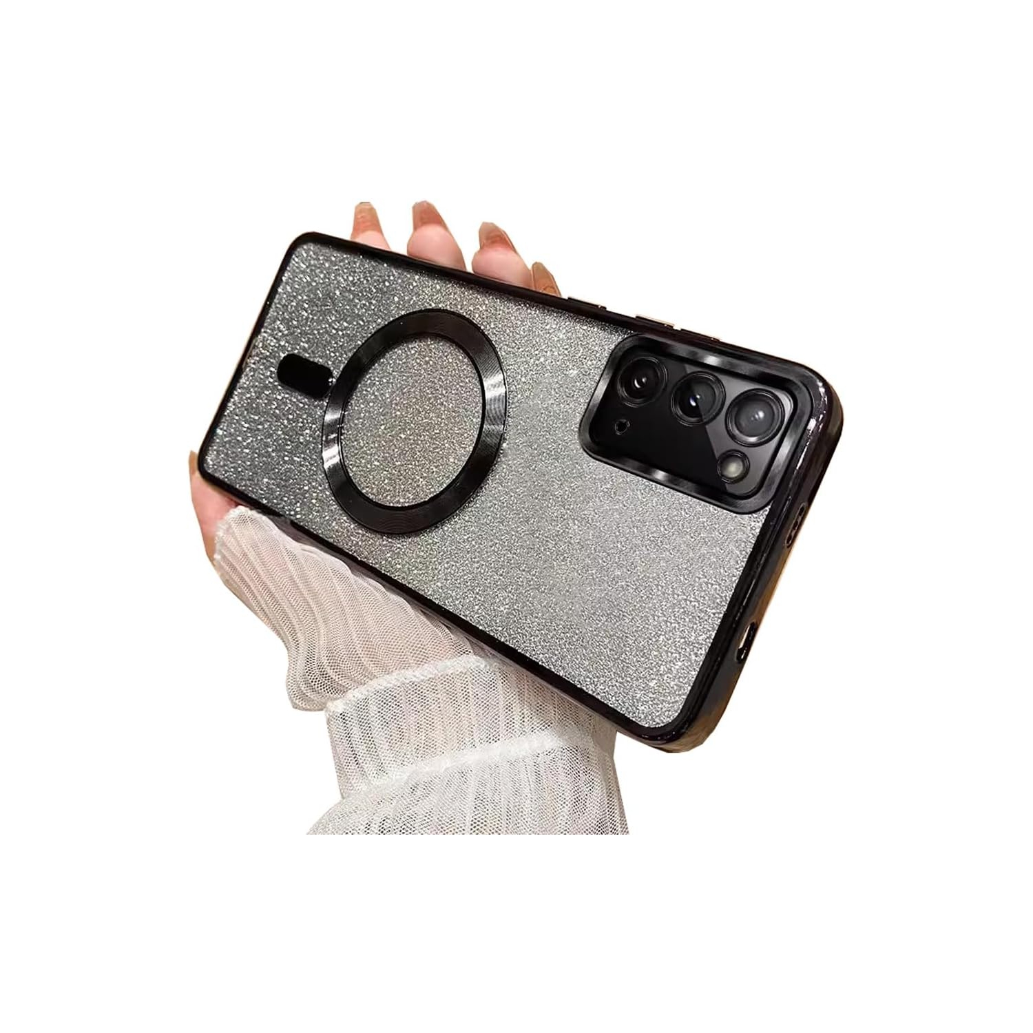 Étui magnétique scintillant pour Galaxy Note 20 [Support MagSafe charger] anti-égratignure transparent plaqué de luxe