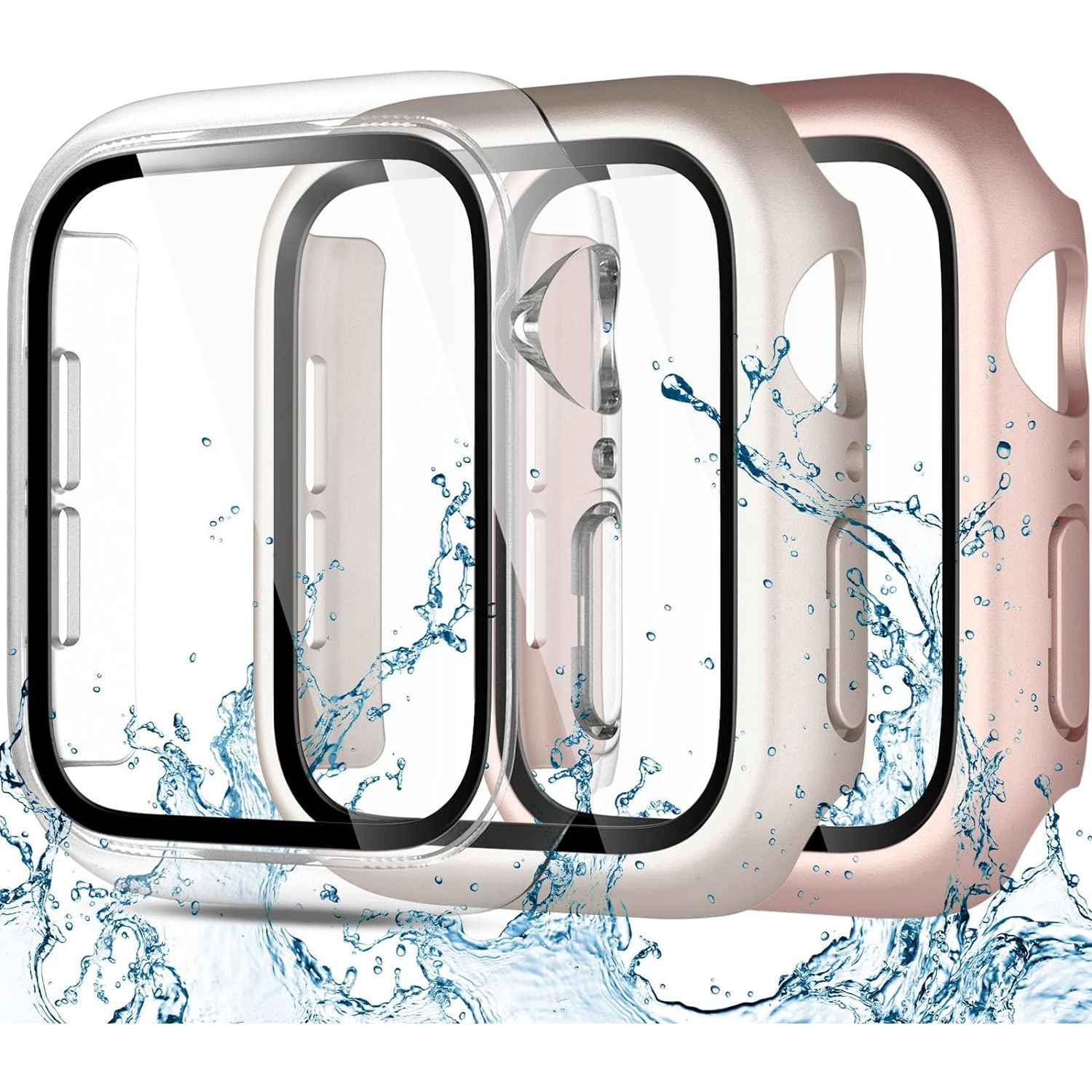 [3 Pack] Compatible with Apple Watch Case 42mm Series 3 2 1 with Screen Protector, Full Protective Waterproof