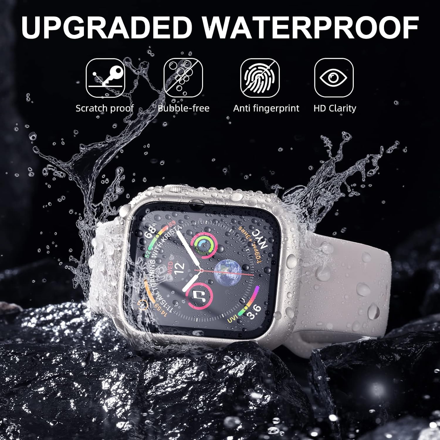 [3 Pack] Compatible with Apple Watch Case 42mm Series 3 2 1 with Screen Protector, Full Protective Waterproof