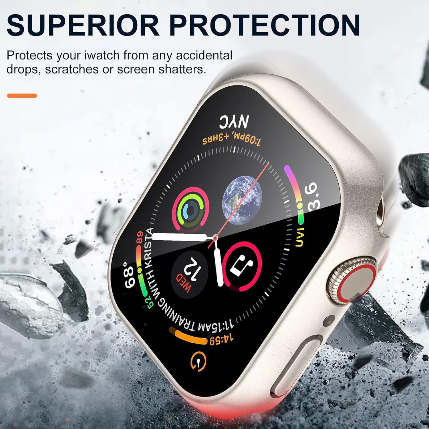 [3 Pack] Compatible with Apple Watch Case 42mm Series 3 2 1 with Screen Protector, Full Protective Waterproof
