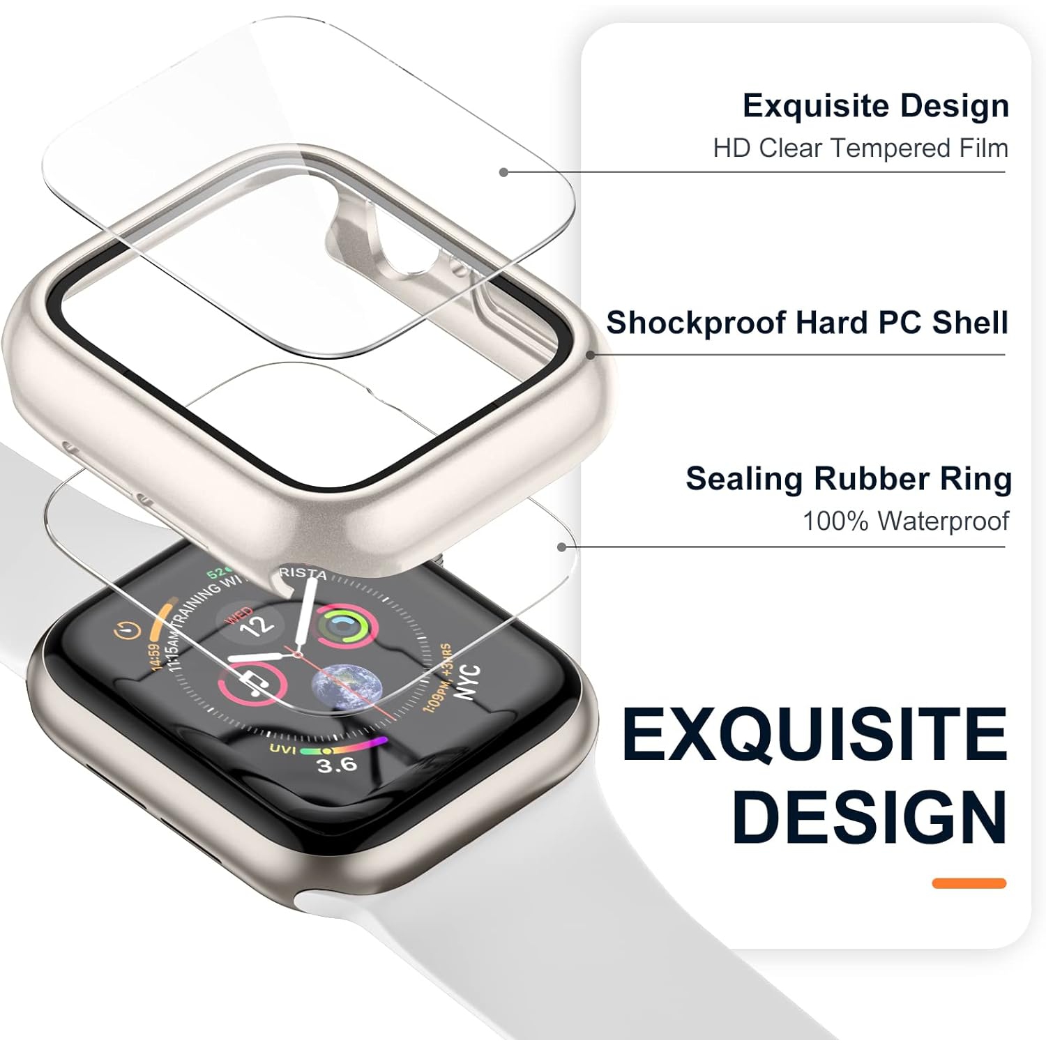 [3 Pack] Compatible with Apple Watch Case 42mm Series 3 2 1 with Screen Protector, Full Protective Waterproof