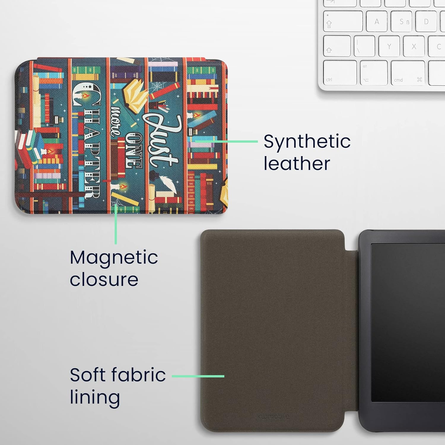 Case Compatible with Kobo Clara 2E / Tolino Shine 4 Case - eReader Cover - Library Motto Multicolor