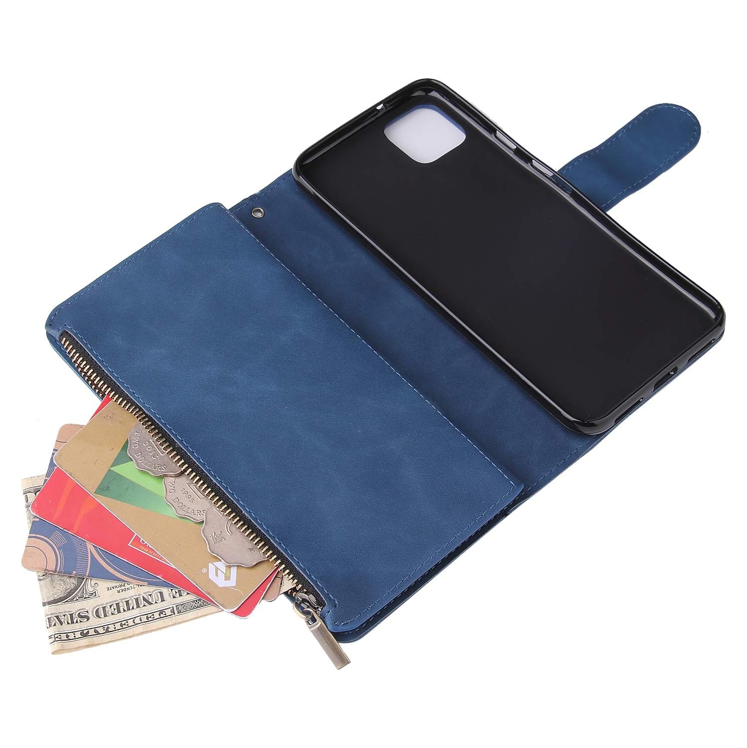 Compatible avec l'étui portefeuille en verre trempé et le porte-carte en cuir à rabat pour Pixel 4 de Google