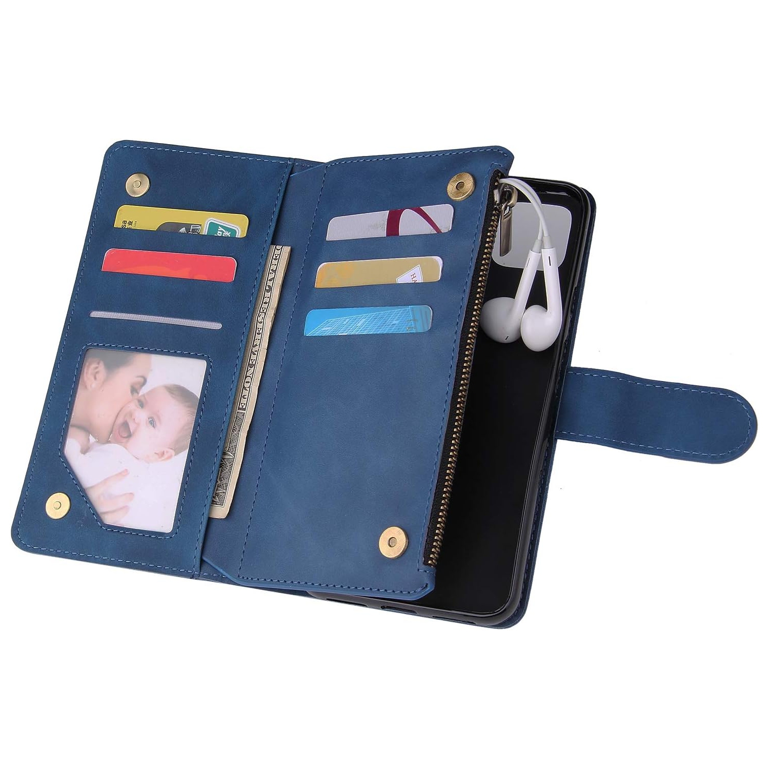 Compatible avec l'étui portefeuille en verre trempé et le porte-carte en cuir à rabat pour Pixel 4 de Google