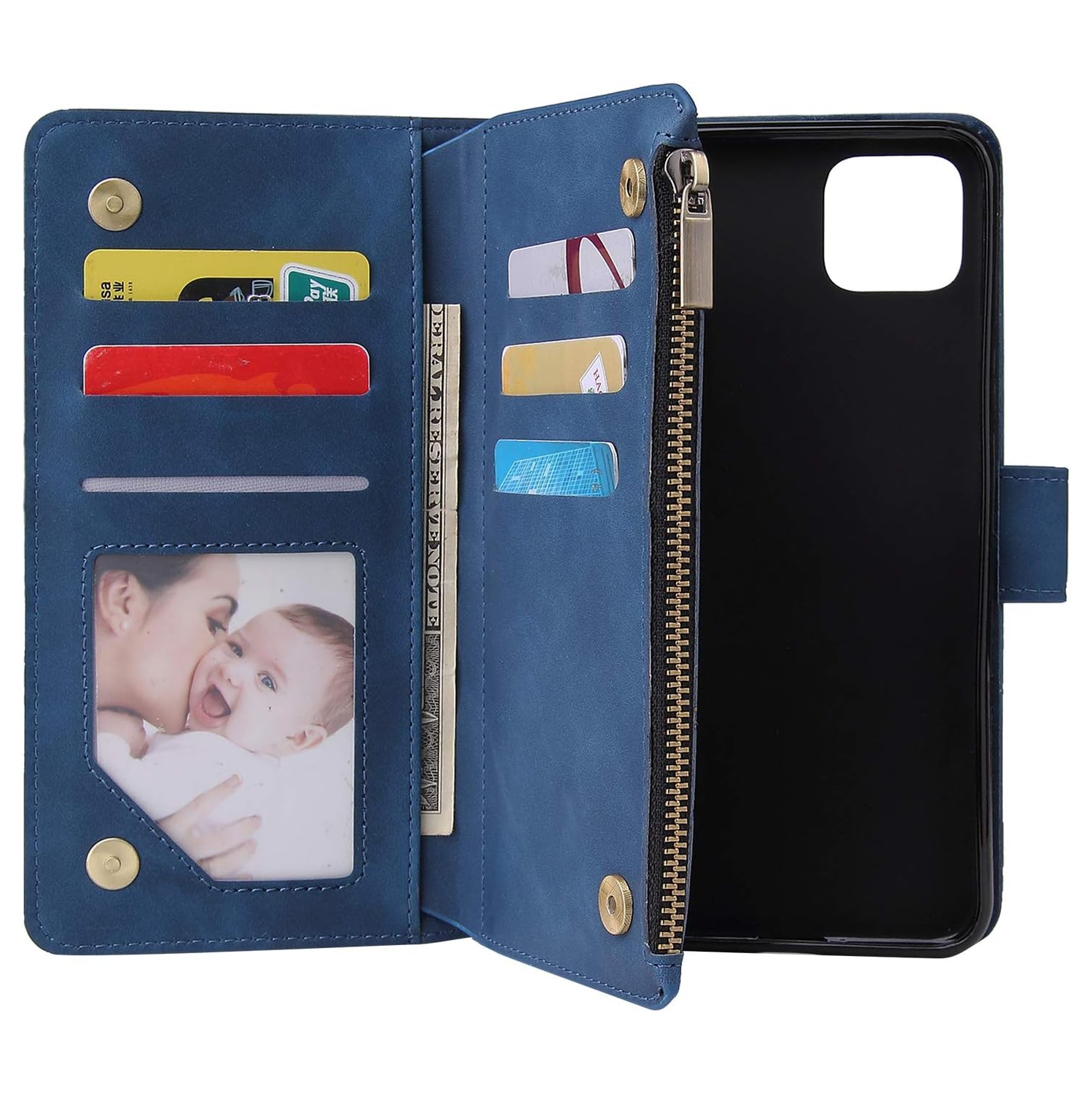 Compatible avec l'étui portefeuille en verre trempé et le porte-carte en cuir à rabat pour Pixel 4 de Google