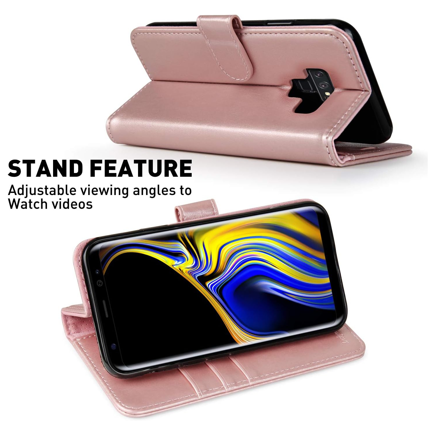 Étui portefeuille pour Galaxy Note 9, 6,4 po, OO[Protecteur d'écran inclus] Étui folio à rabat en cuir pour téléphone cellulaire