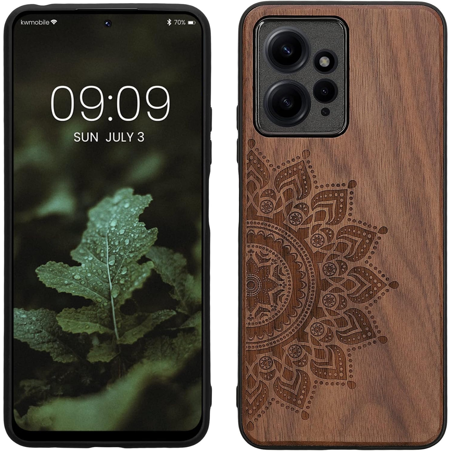 Wood Case Compatible with Xiaomi Redmi Note 12 (4G) Case - Cover - Rising Sun Dark Brown
