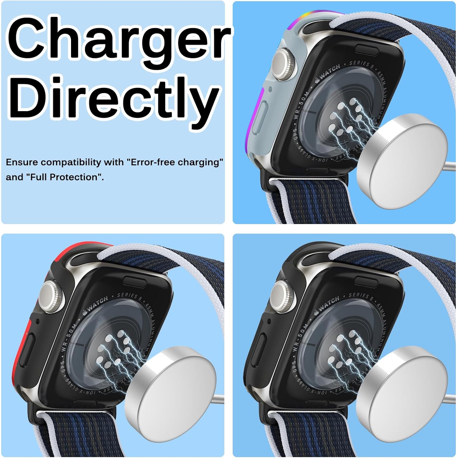 Compatible avec l'étui 41&nbsp;mm pour Apple Watch Series 8/7 avec protecteur d'écran|verre trempé ultramince antirayure