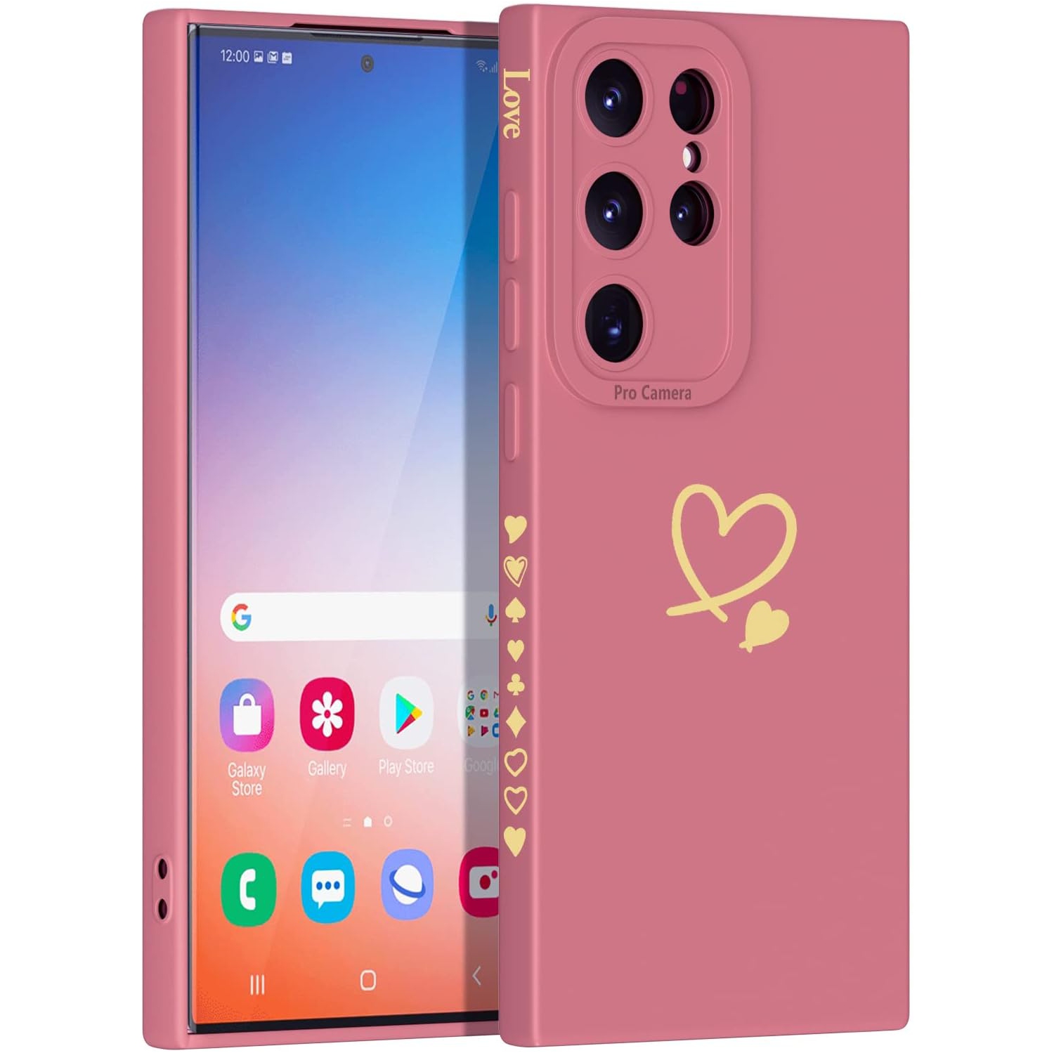 for Samsung Galaxy S23 Ultra Case, for Women Girl Silicone Android Girly Cute Slim Protective Heart Phone Case