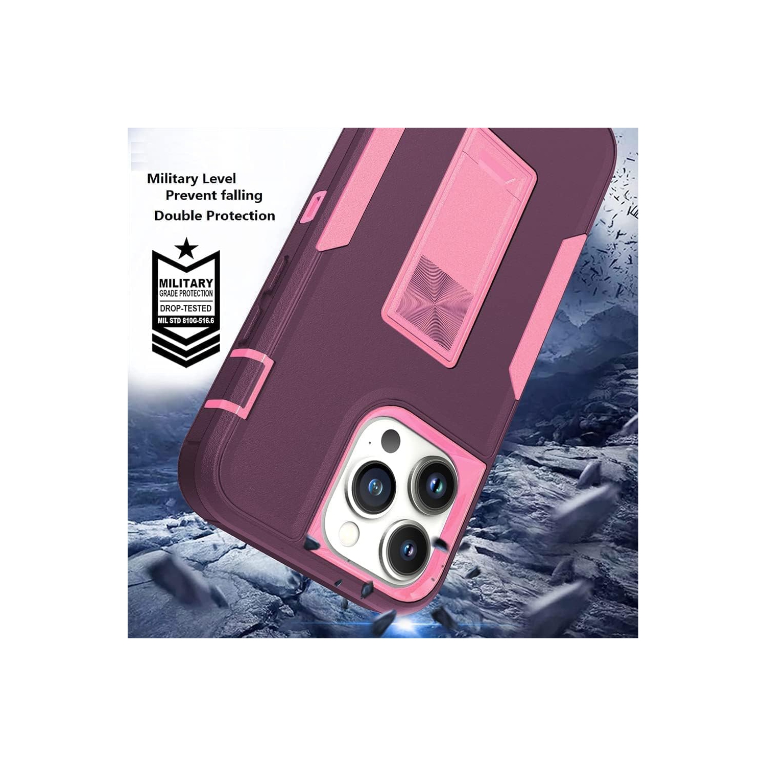 Designed for iPhone 14 Pro Max Case with Stand, Military-Grade Drop Protection, Compatible with Magnetic Car