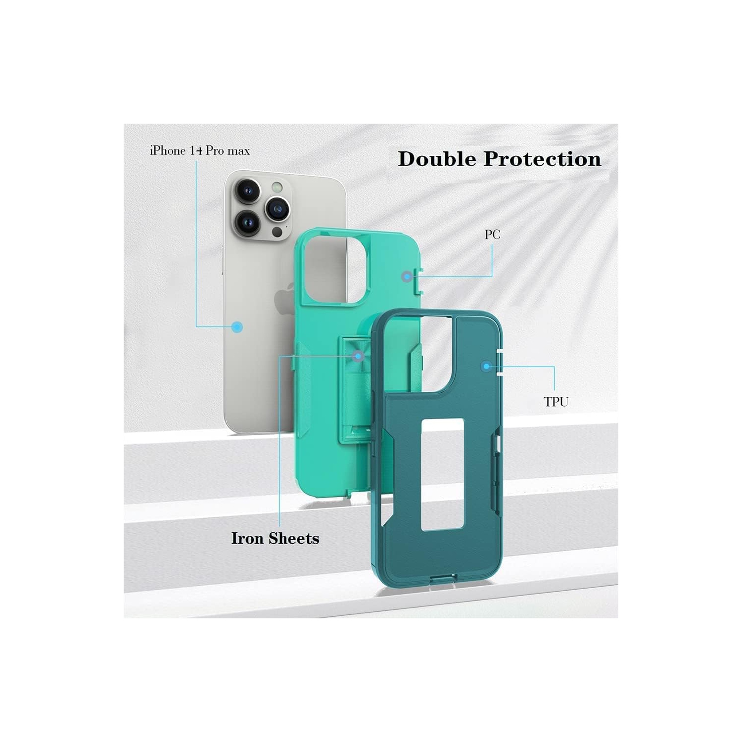 Designed for iPhone 14 Pro Max Case with Stand, Military-Grade Drop Protection, Compatible with Magnetic Car