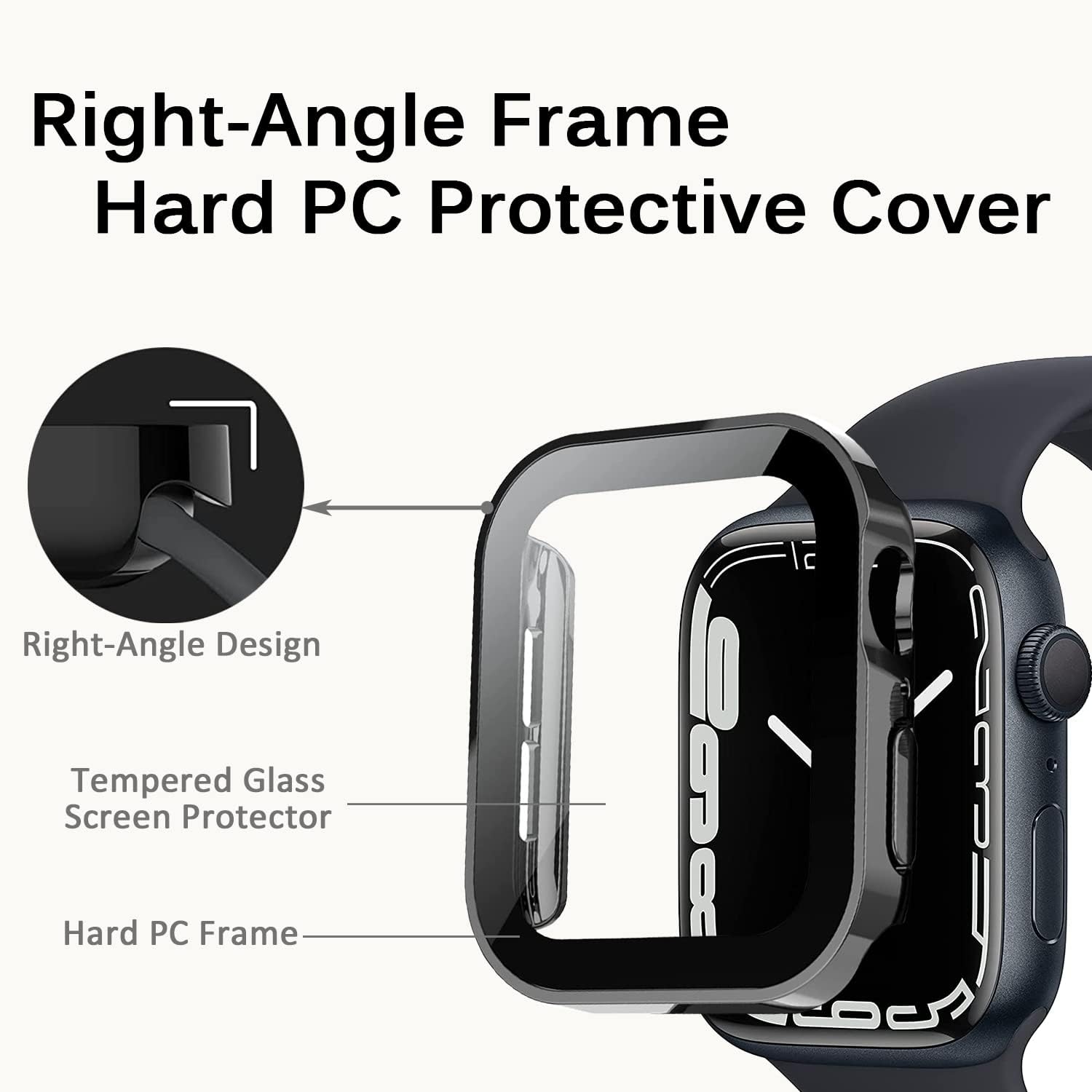 Compatible Apple Watch Series 8 Series 7 41mm Case with Screen Protector, Ultra-Thin Plated Hard PC Bumper Full