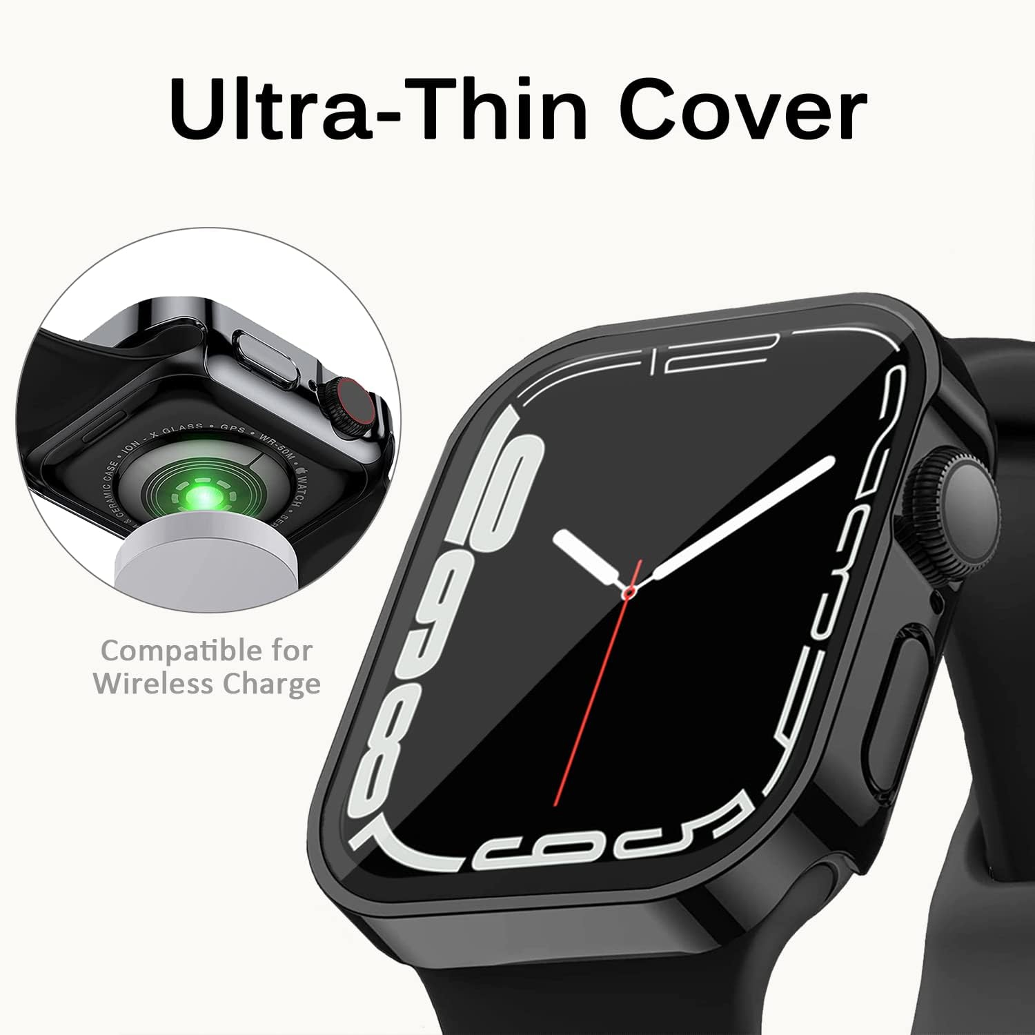 Compatible Apple Watch Series 8 Series 7 41mm Case with Screen Protector, Ultra-Thin Plated Hard PC Bumper Full